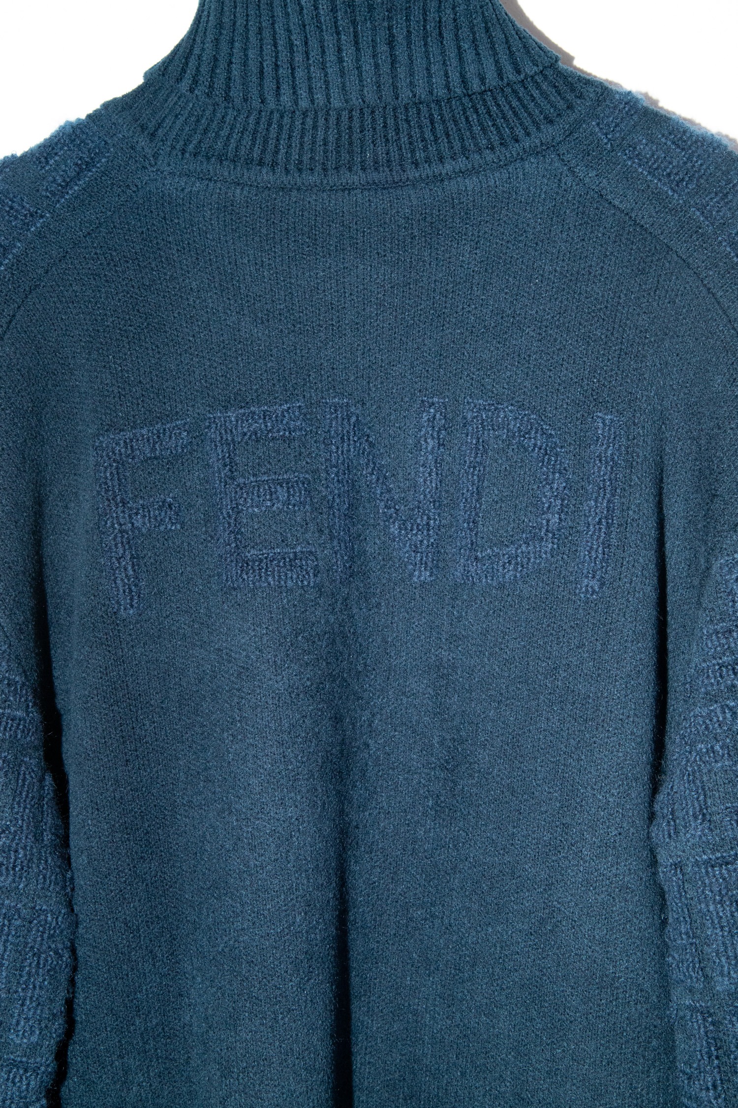 Fendi Strickpullover mit Rollkragen in Petrol
