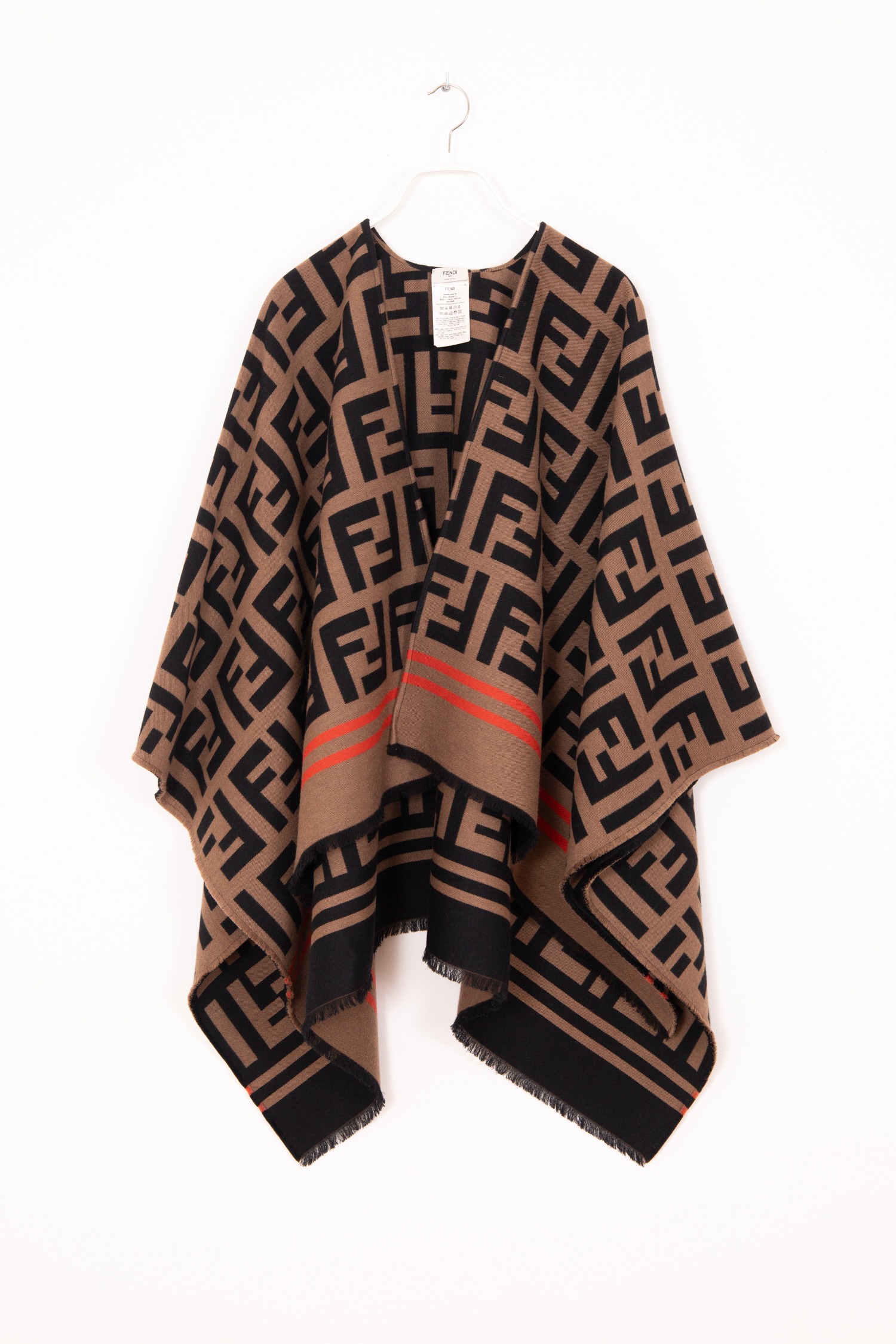 Fendi "FF Poncho" in Kastanienbraun, Schwarz und Orange