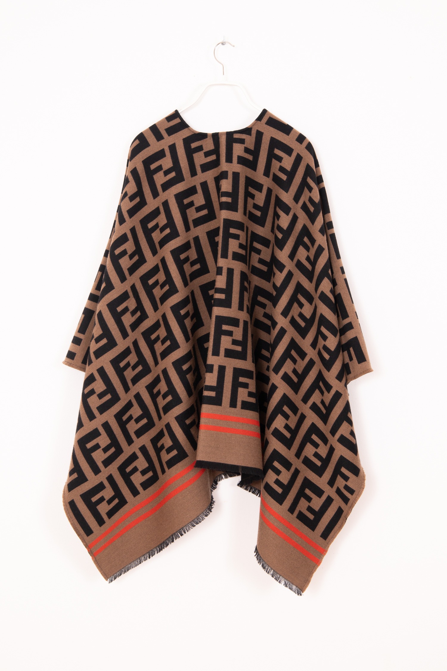Fendi "FF Poncho" in Kastanienbraun, Schwarz und Orange