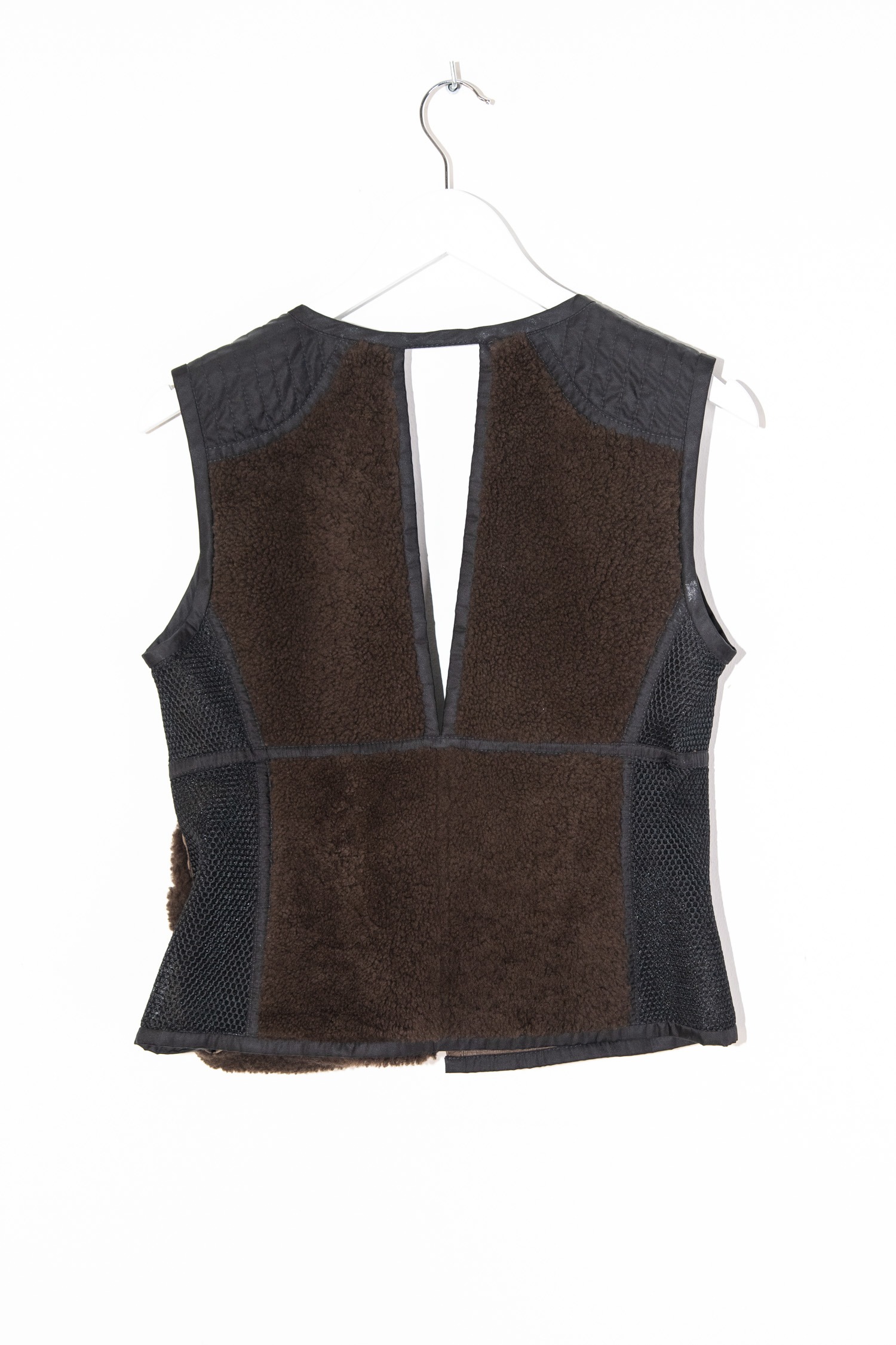 Fendi Weste aus Lammfell und Leder in Braun und Schwarz