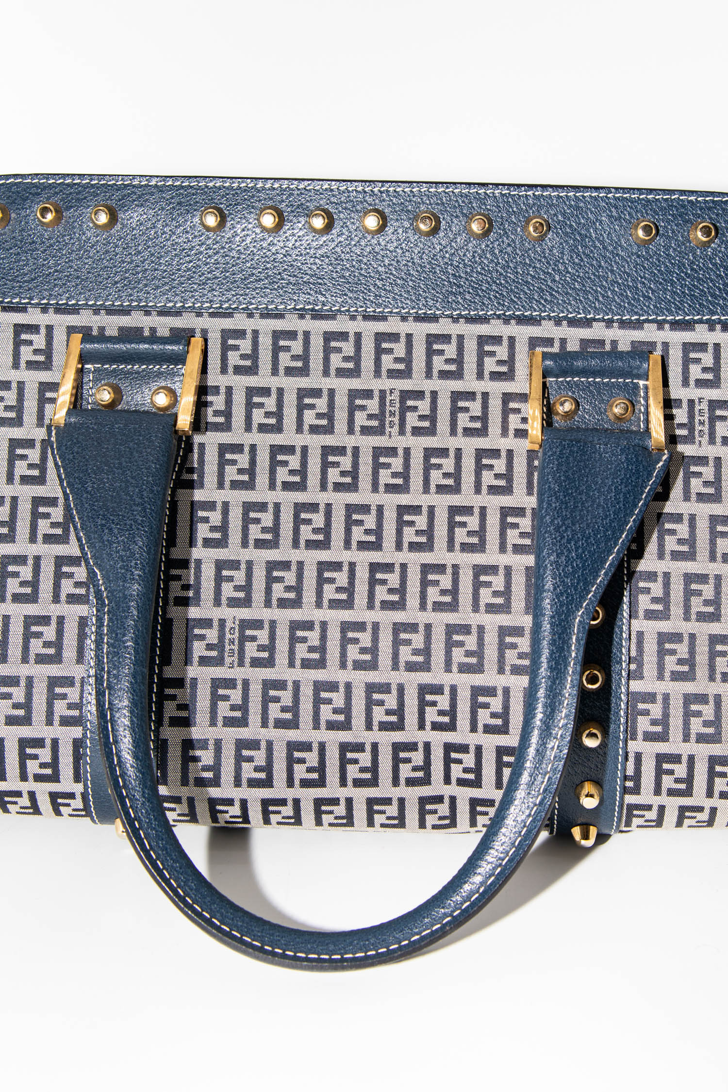 Fendi Vintage "Studded Top-Handle" Handtasche in Blau