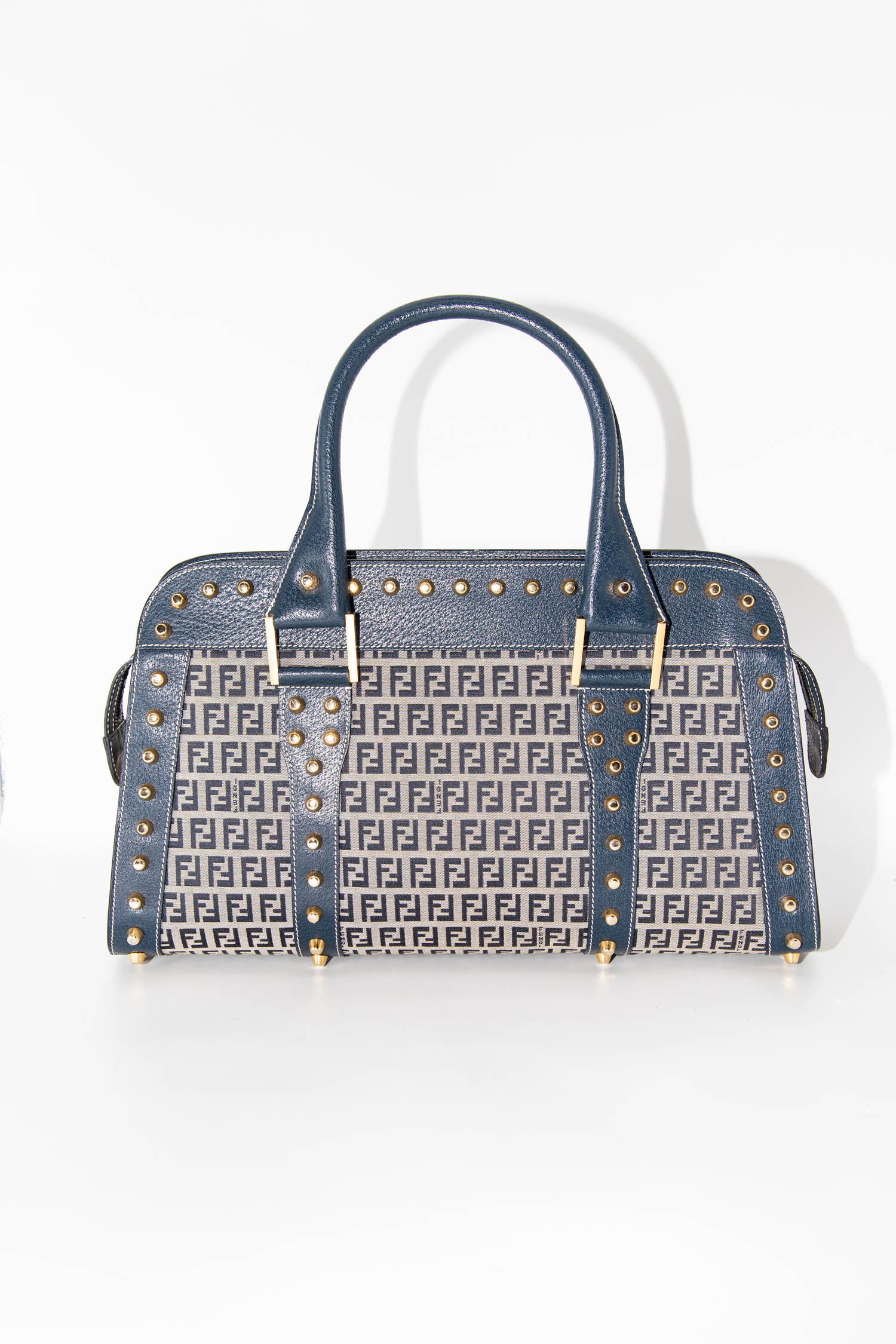 Fendi Vintage "Studded Top-Handle" Handtasche in Blau