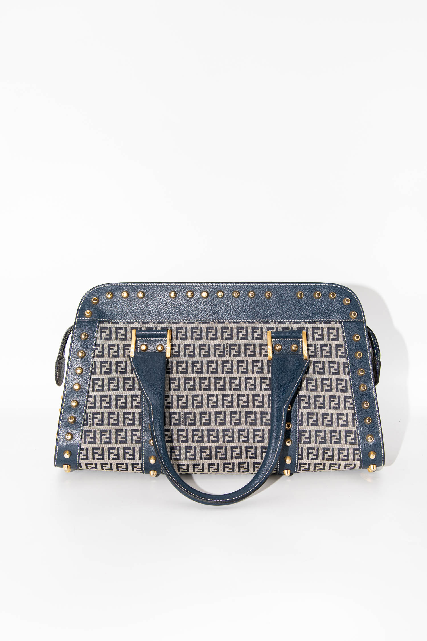 Fendi Vintage "Studded Top-Handle" Handtasche in Blau