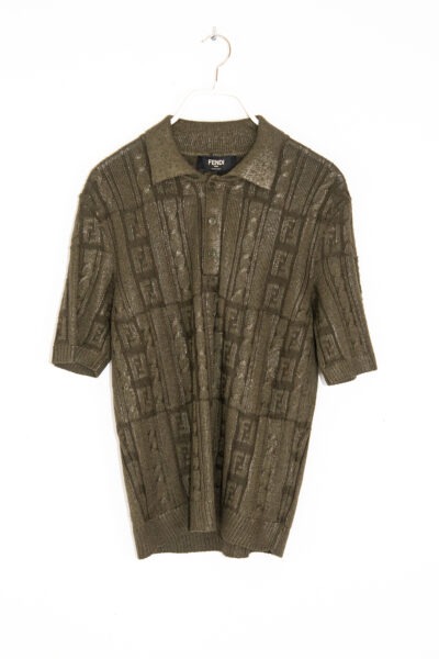 Fendi gestricktes Poloshirt in Oliv