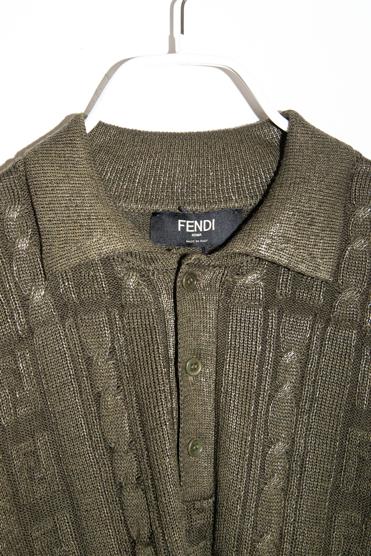 Fendi gestricktes Poloshirt in Oliv