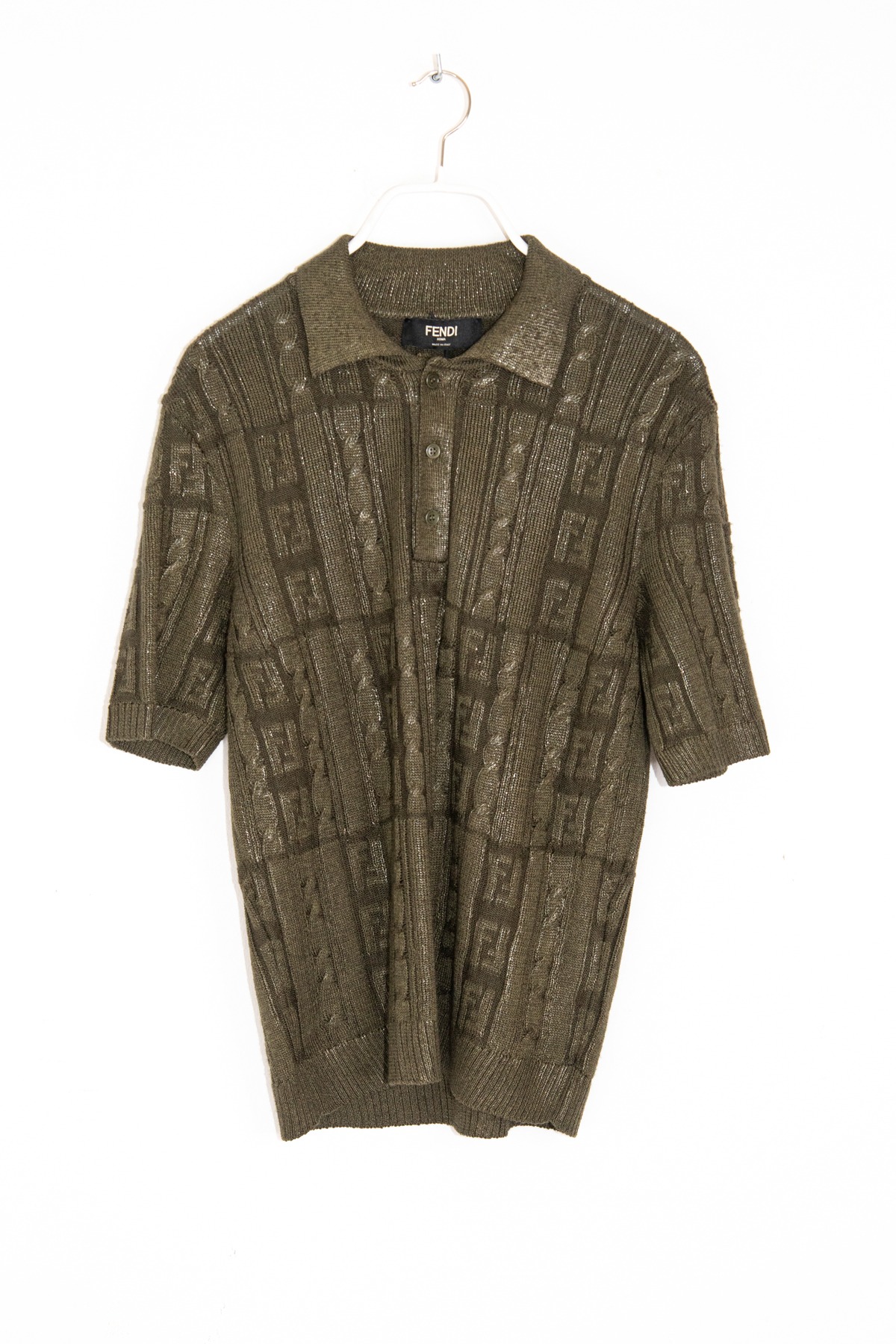 Fendi gestricktes Poloshirt in Oliv
