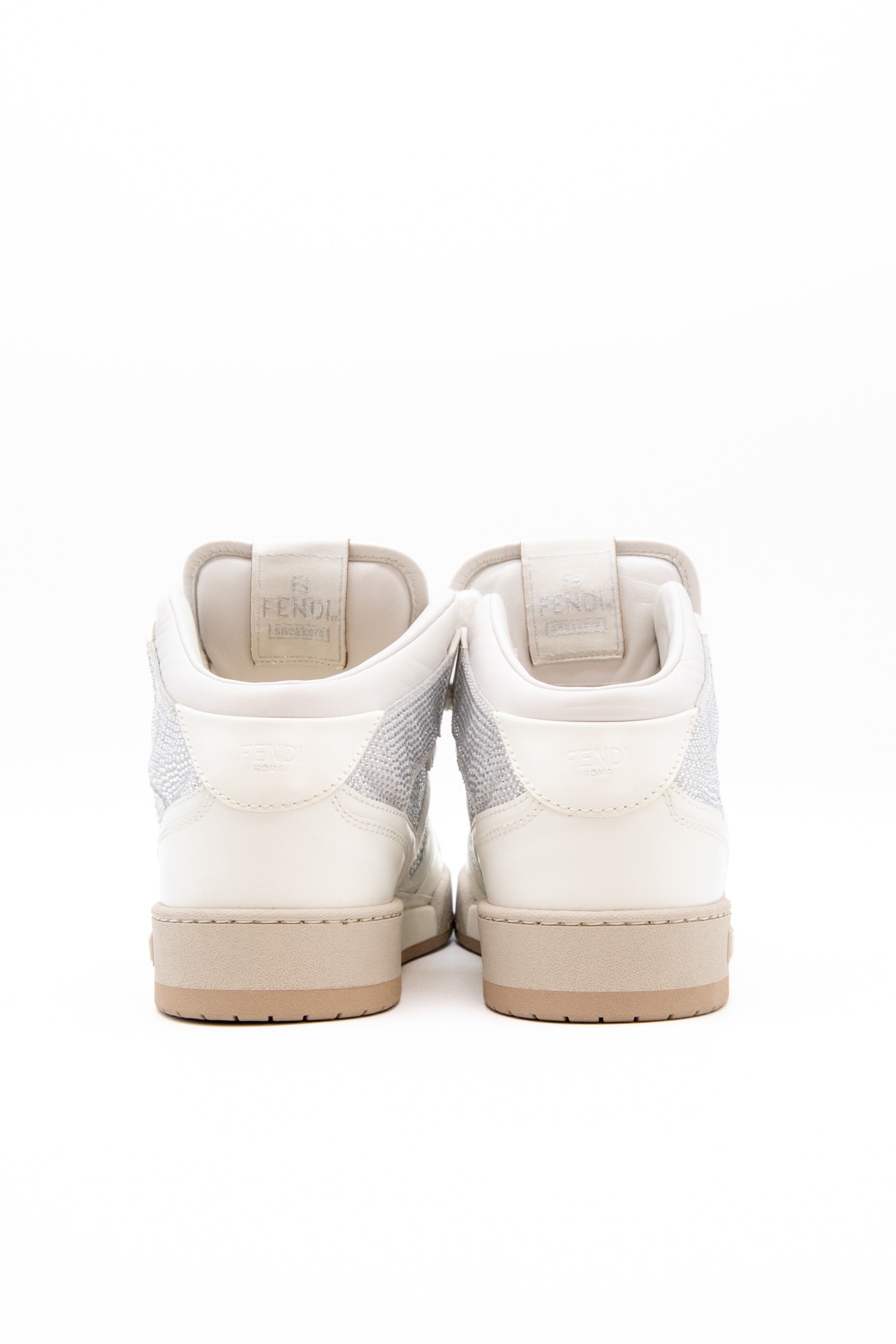 Fendi "Match" High-Top Sneaker in Weiß mit Strasssteinen