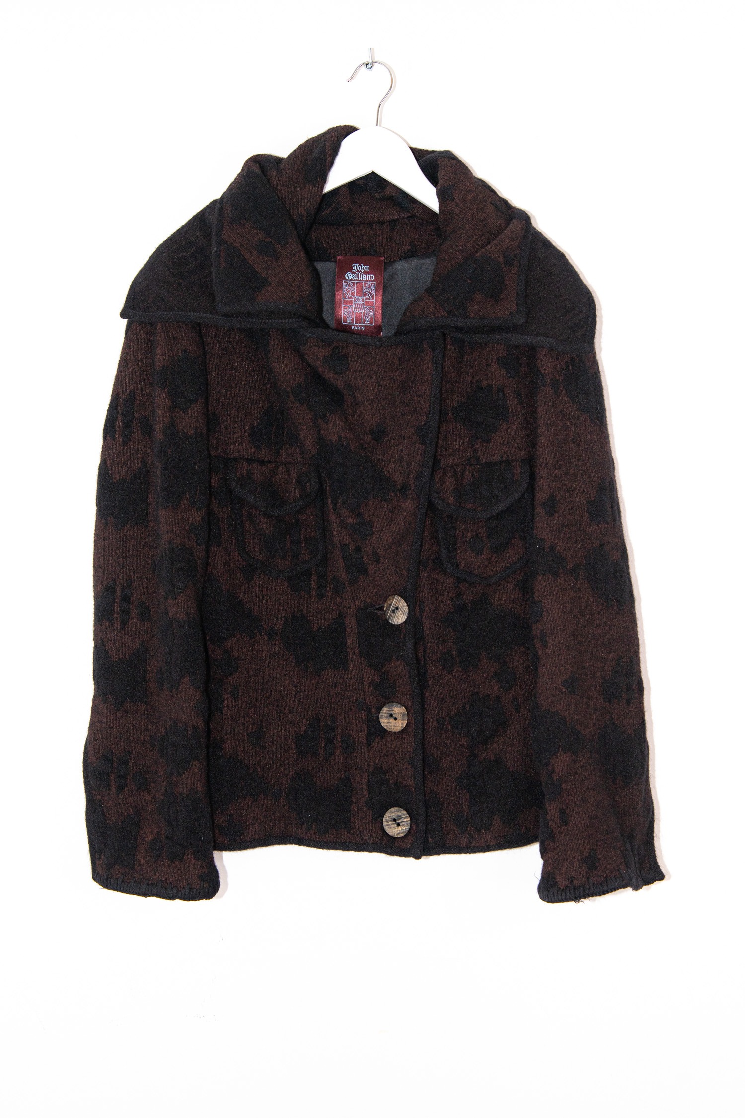 John Galliano Jacke mit abstraktem Muster in Dunkelbraun