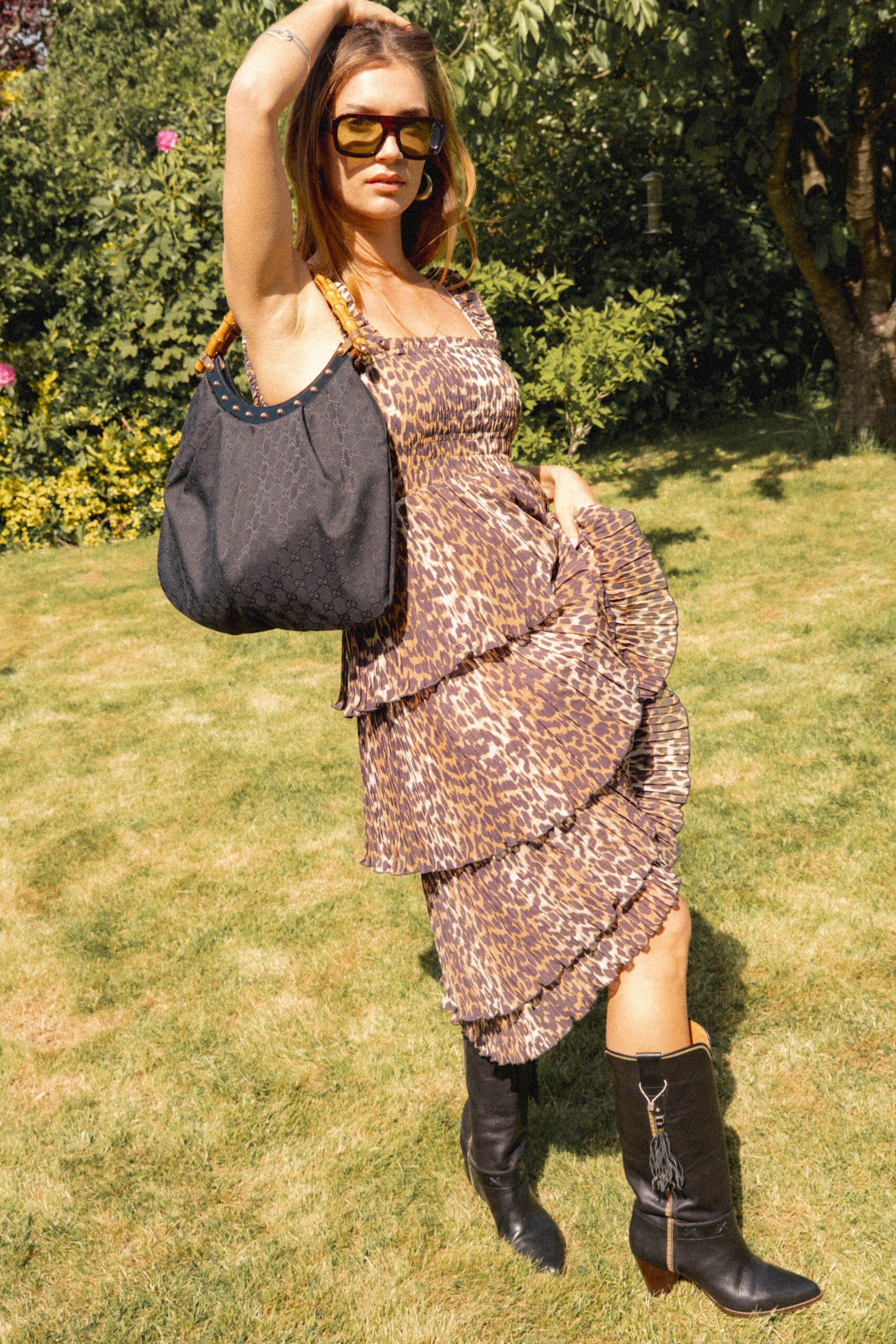 Ganni Sommerkleid mit Leopardenmuster