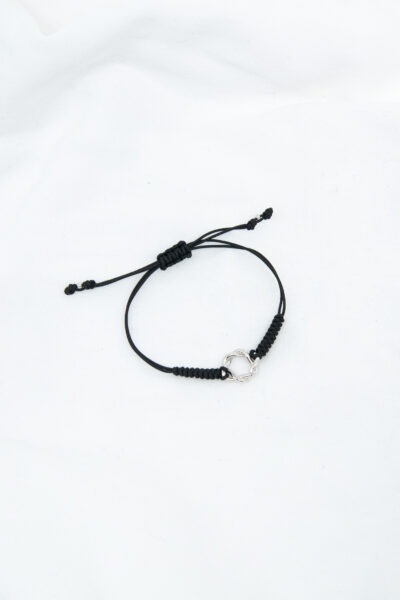 Grimaldo Kordelarmband mit 750er Weißgold in Schwarz