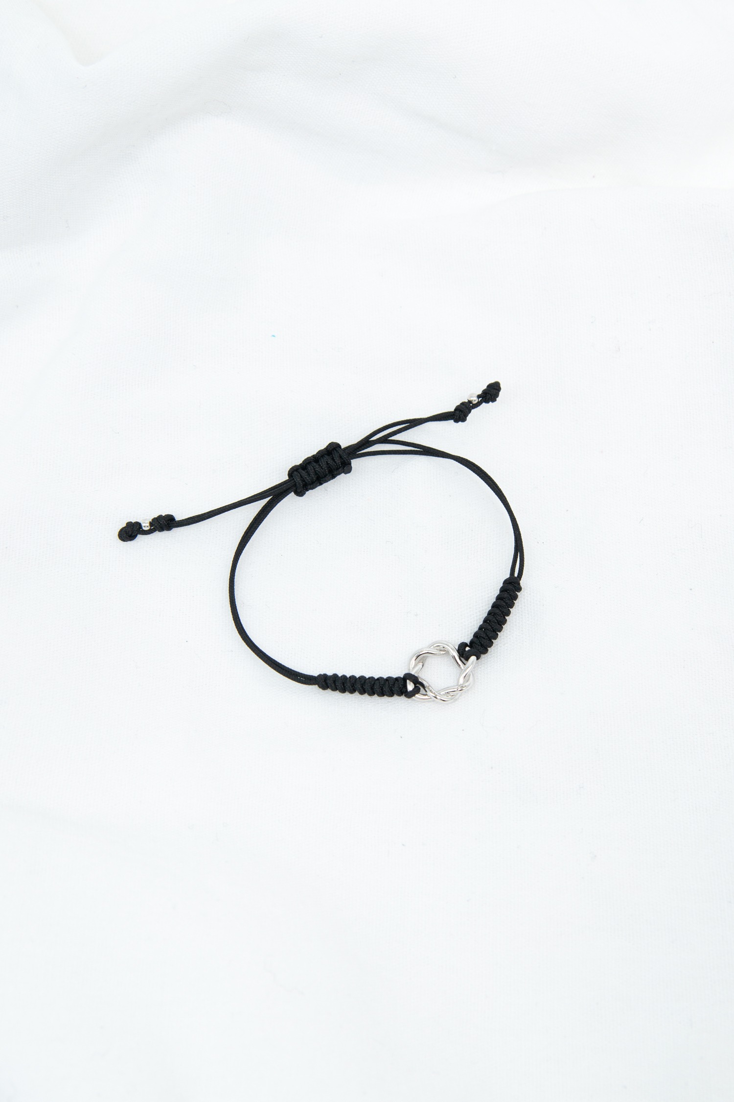 Grimaldo Kordelarmband mit 750er Weißgold in Schwarz