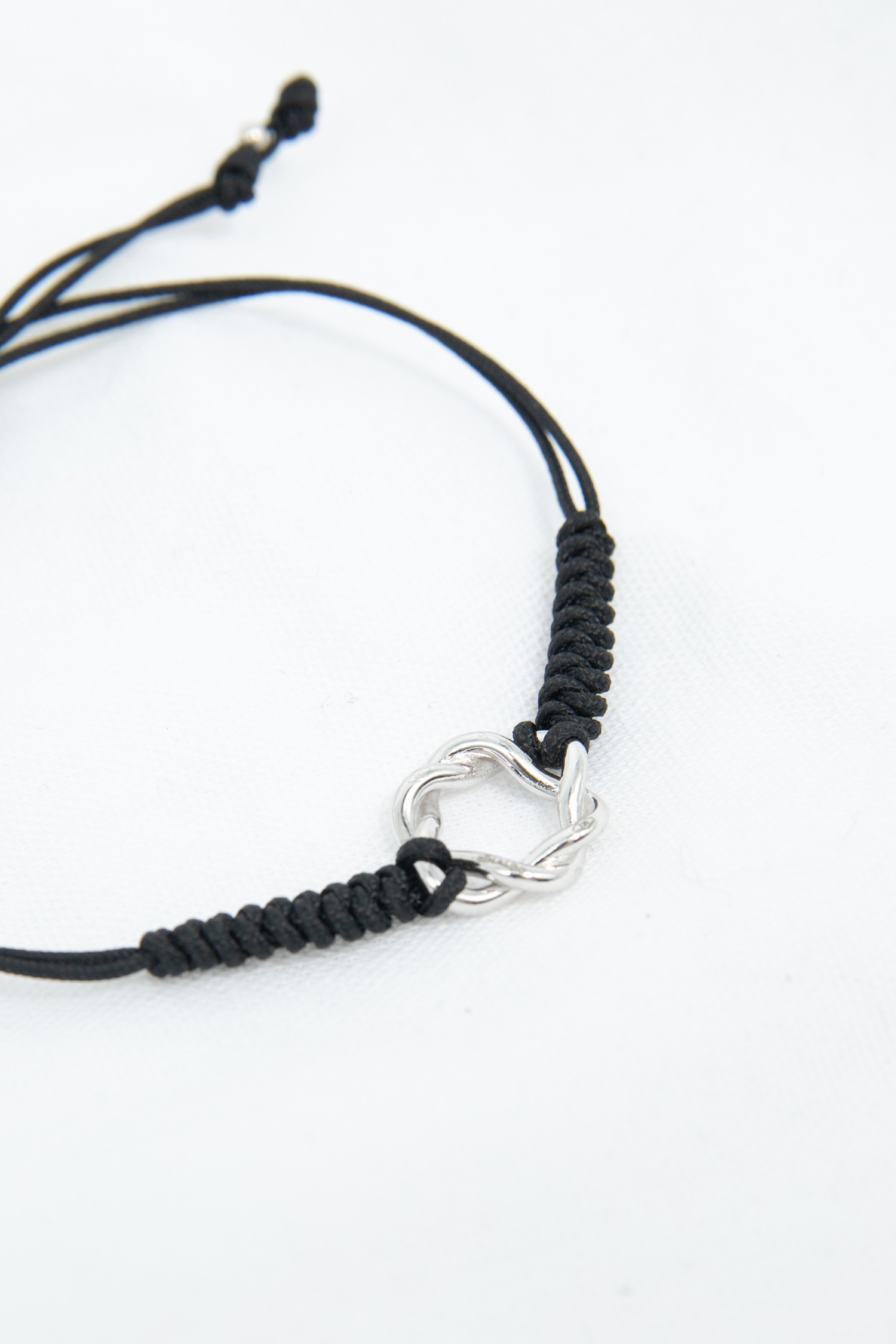 Grimaldo Kordelarmband mit 750er Weißgold in Schwarz