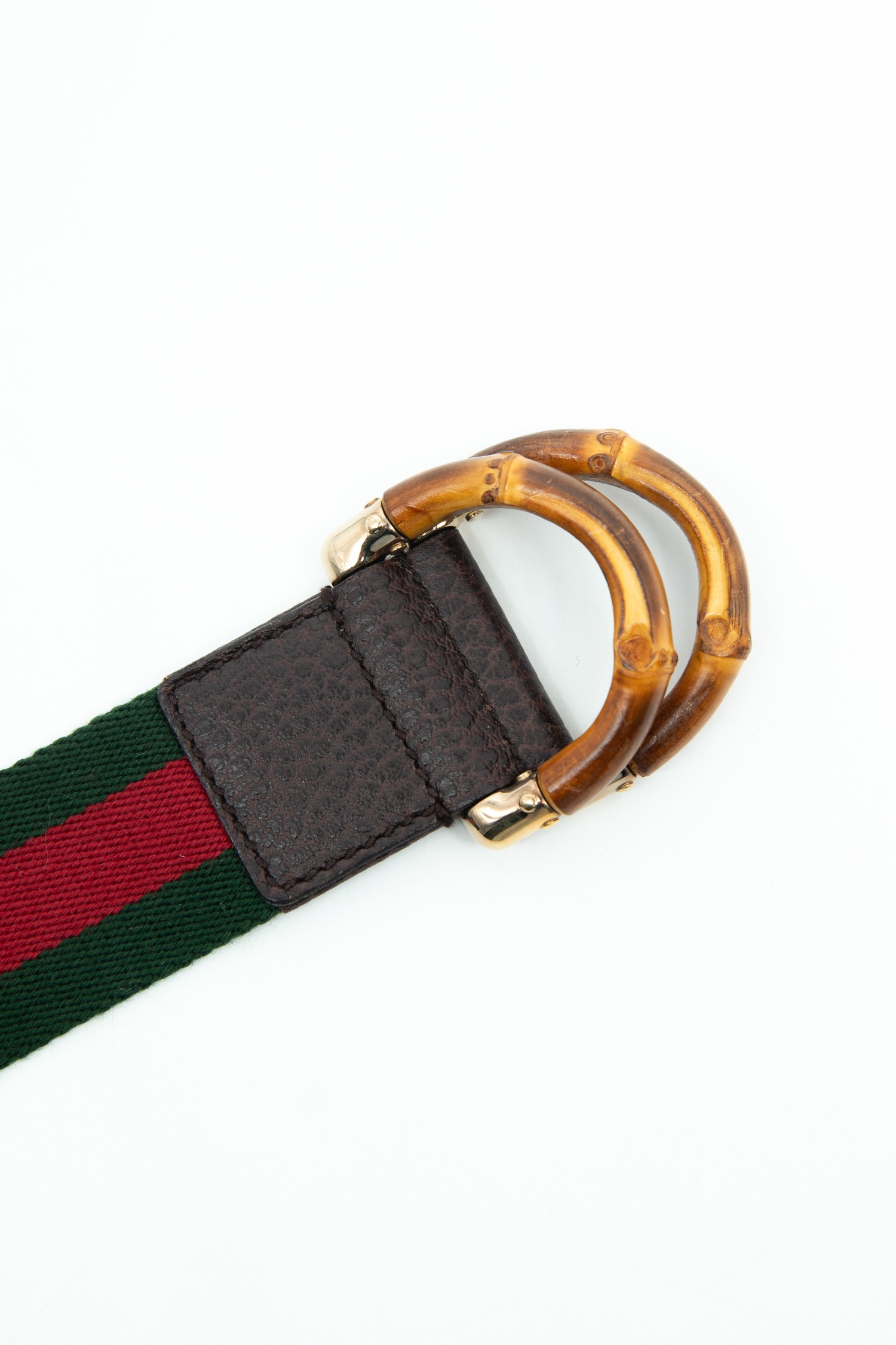 Gucci "Web Bamboo" Gürtel in Dunkelgrün, Rot und Braun