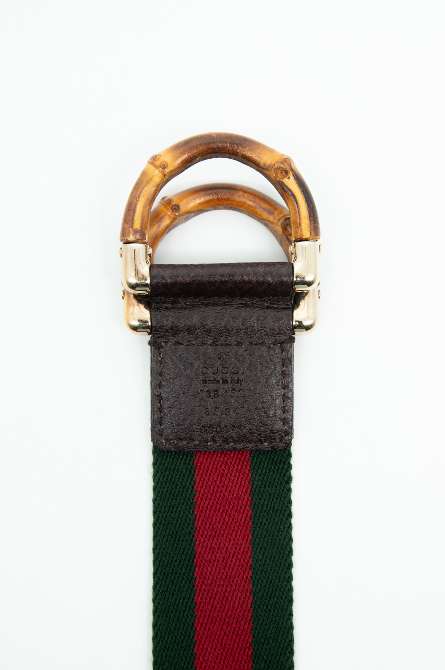 Gucci "Web Bamboo" Gürtel in Dunkelgrün, Rot und Braun