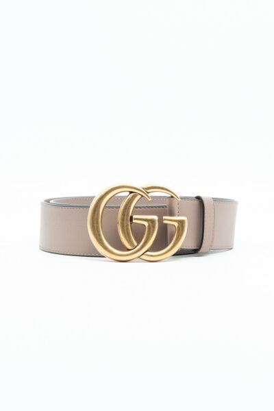Gucci "GG Marmont" Gürtel in Beige und Gold
