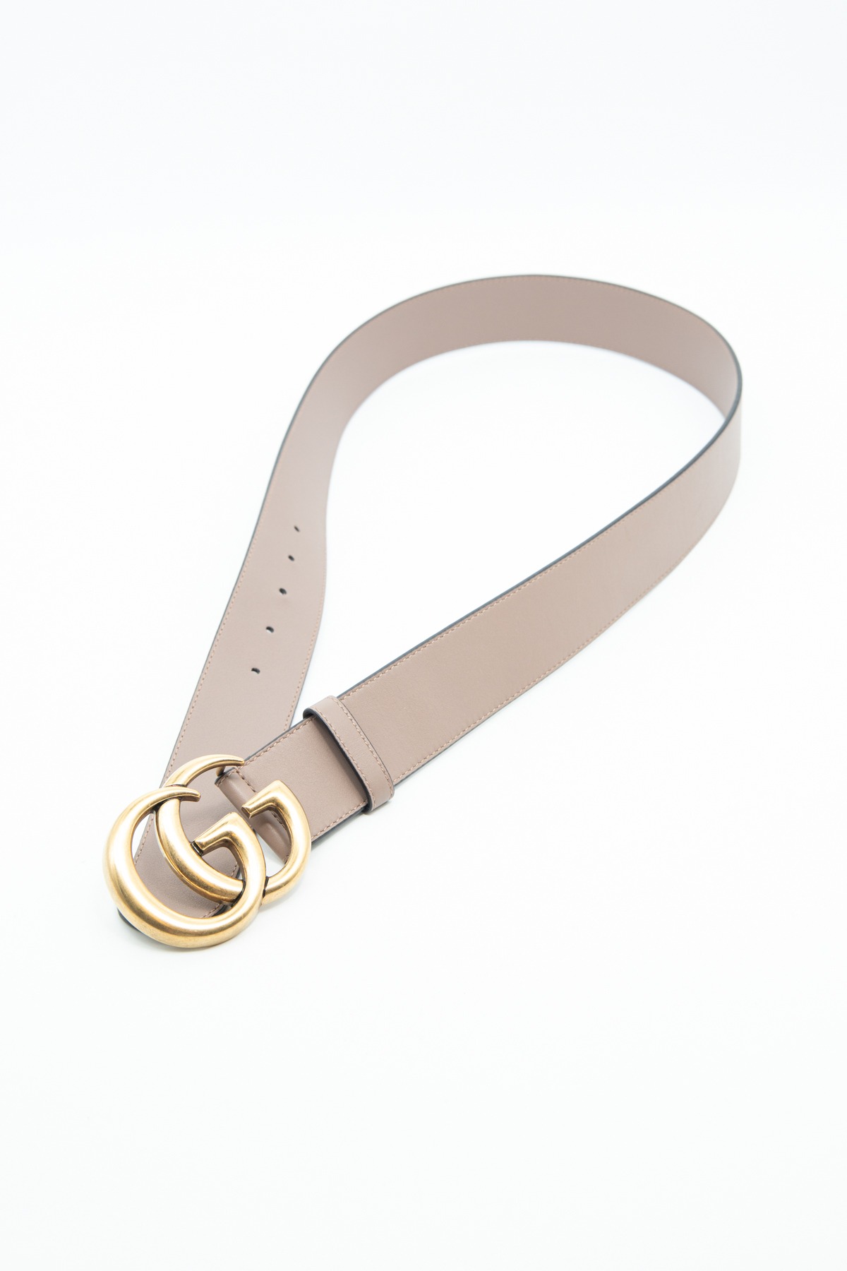 Gucci "GG Marmont" Gürtel in Beige und Gold