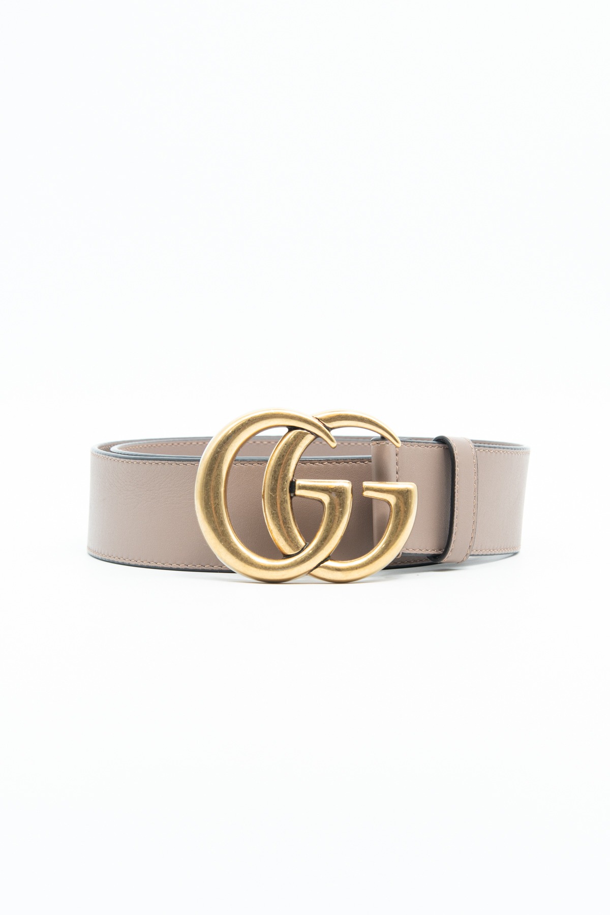 Gucci "GG Marmont" Gürtel in Beige und Gold
