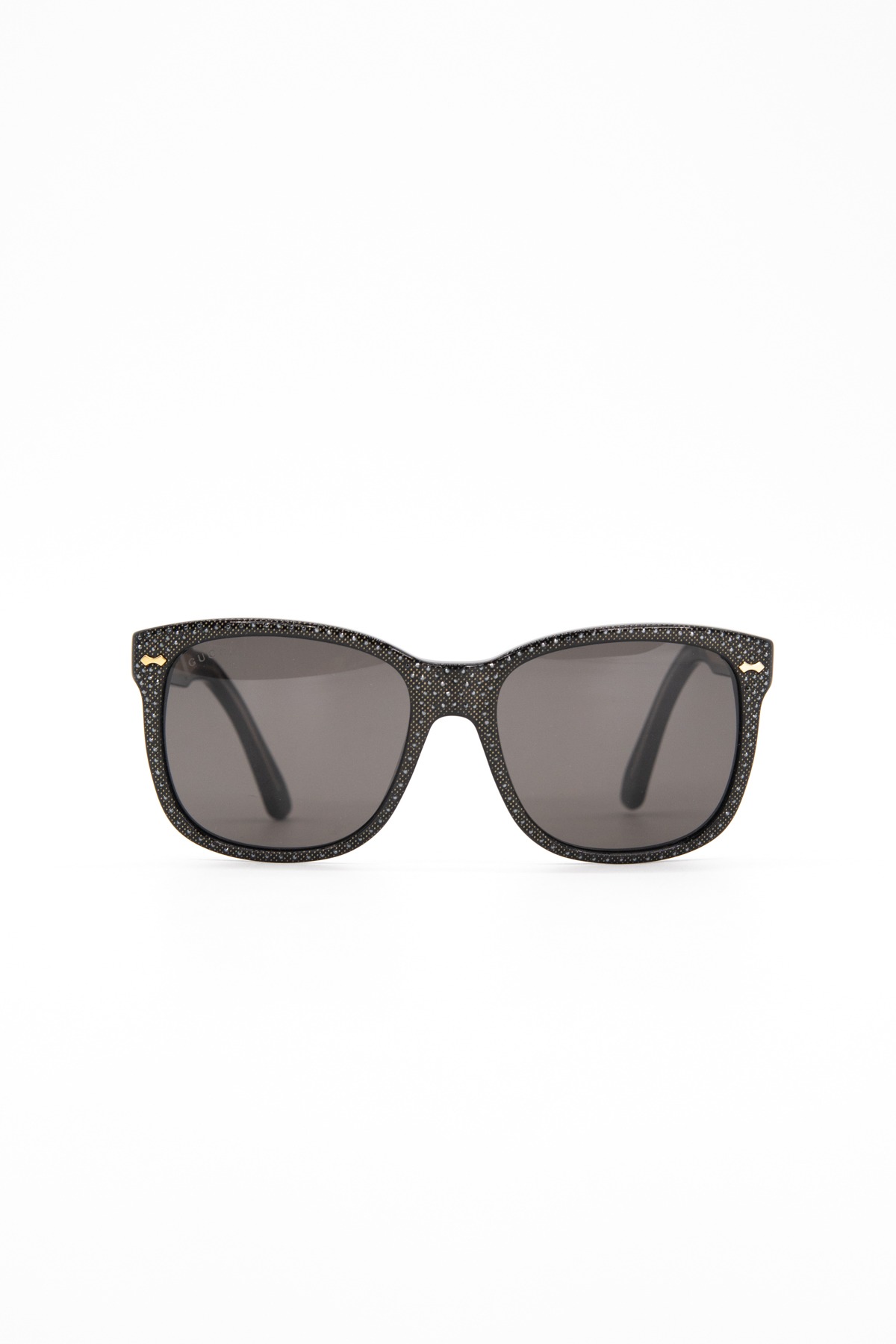 Gucci Sonnenbrille mit Strasssteinen in Schwarz und Gold