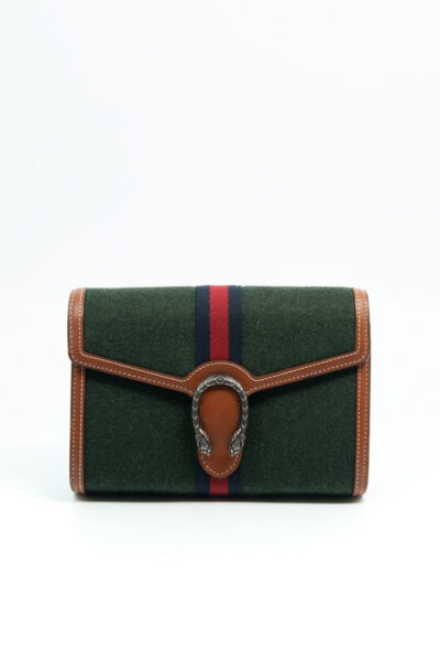 Gucci "Web Dionysus" Umhängetasche in Dunkelgrün und Braun
