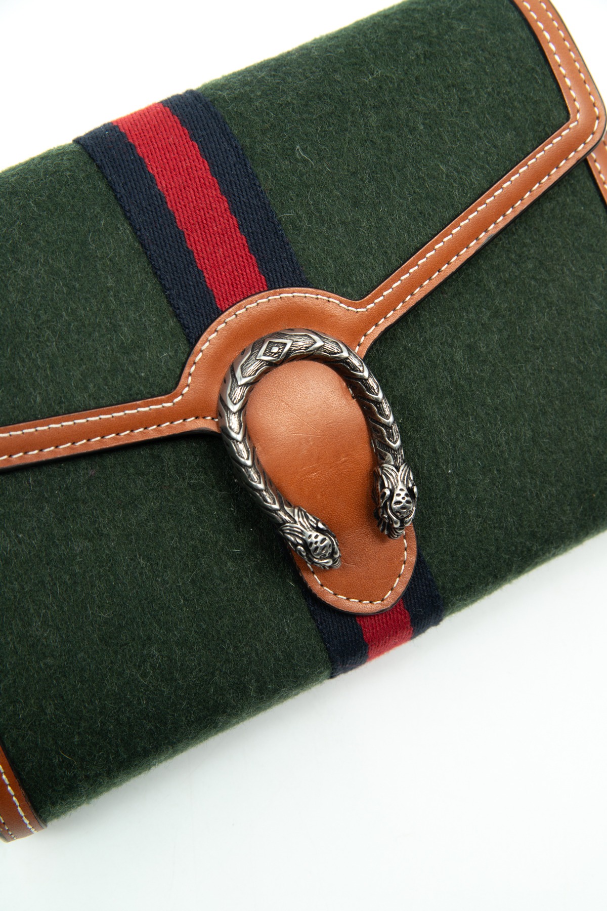 Gucci "Web Dionysus" Umhängetasche in Dunkelgrün und Braun