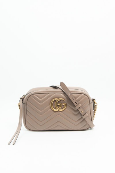 Gucci "GG Marmont" Umhängetasche in Beige und Gold