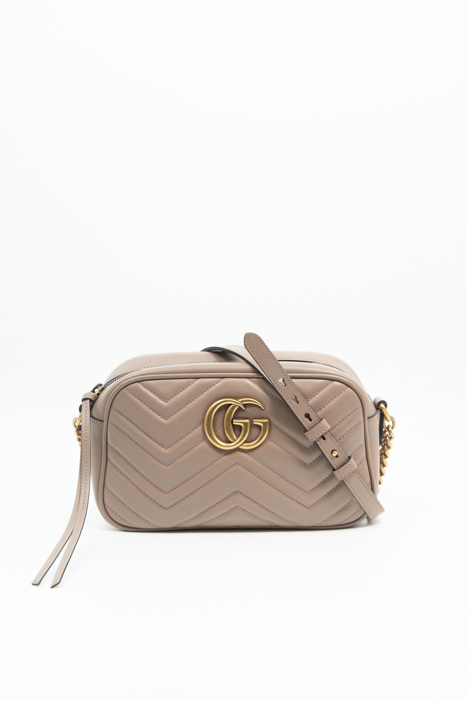 Gucci "GG Marmont" Umhängetasche in Beige und Gold
