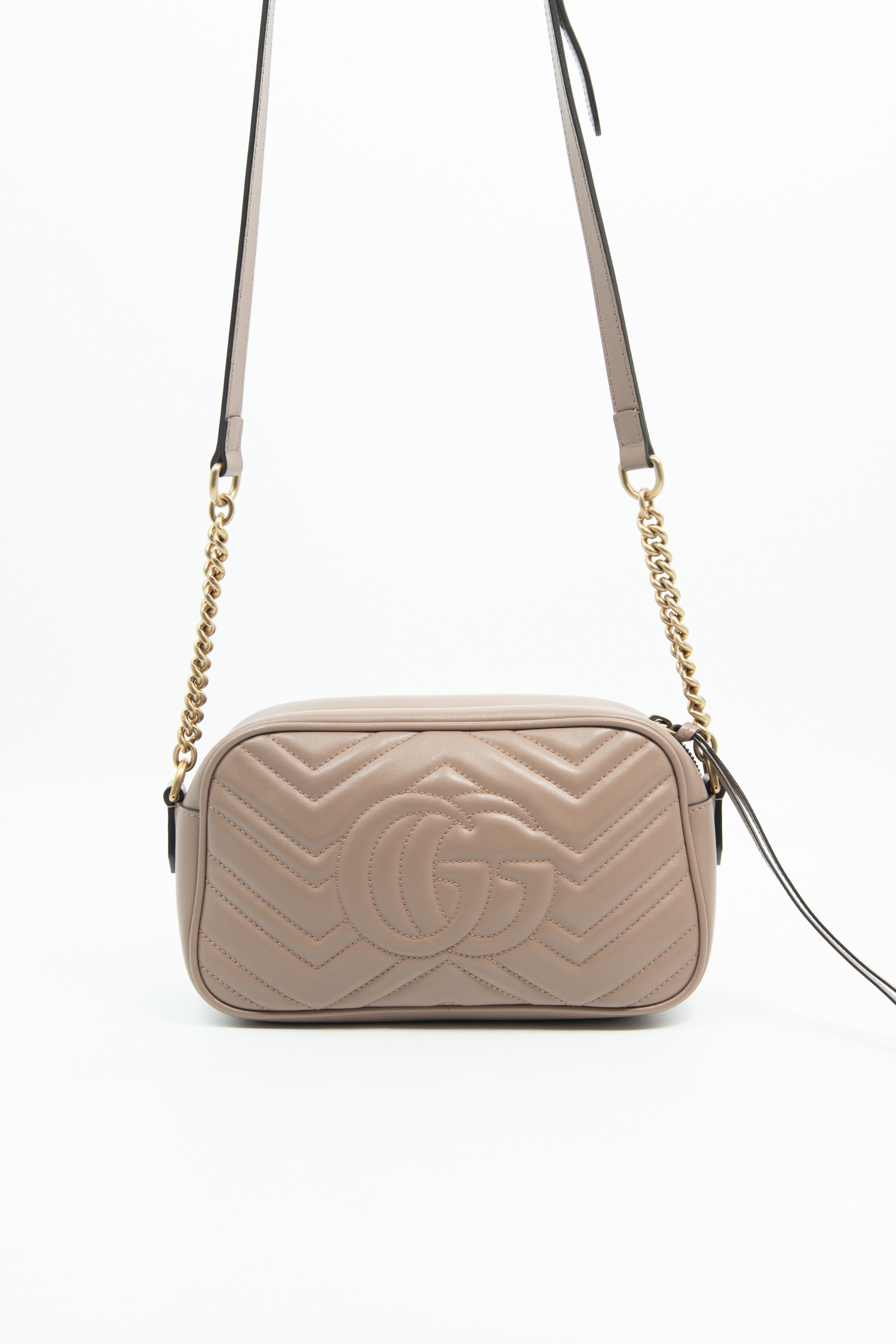Gucci "GG Marmont" Umhängetasche in Beige und Gold
