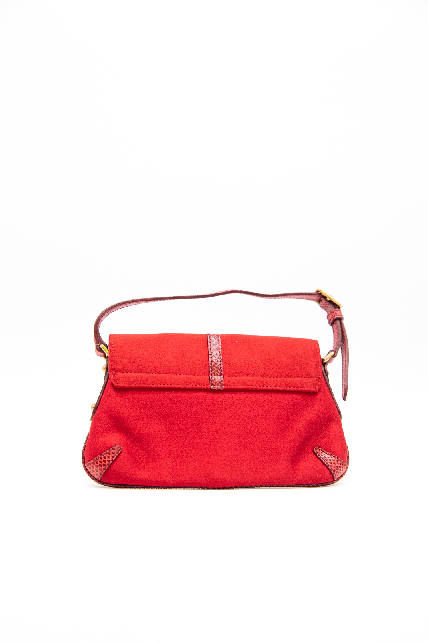 Gucci Vintage Handtasche aus Satin in Rot und Gold