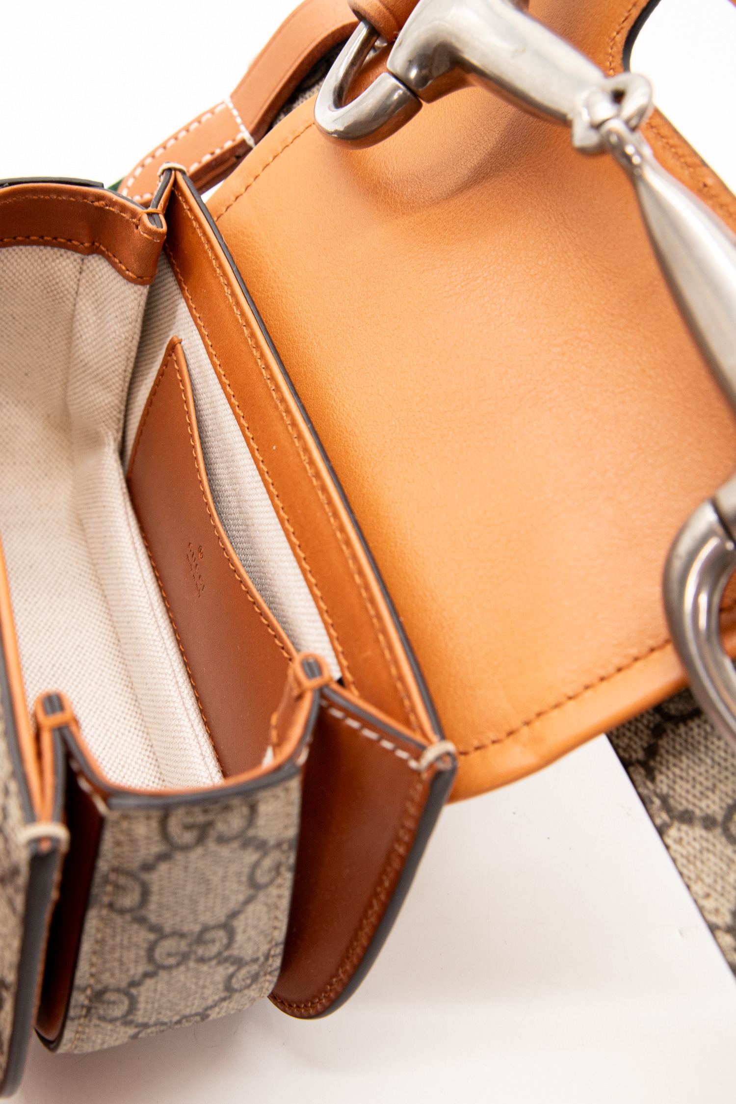 Gucci „Bamboo 1947“ Mini Gürteltasche in Beige, Hellbraun und Silber