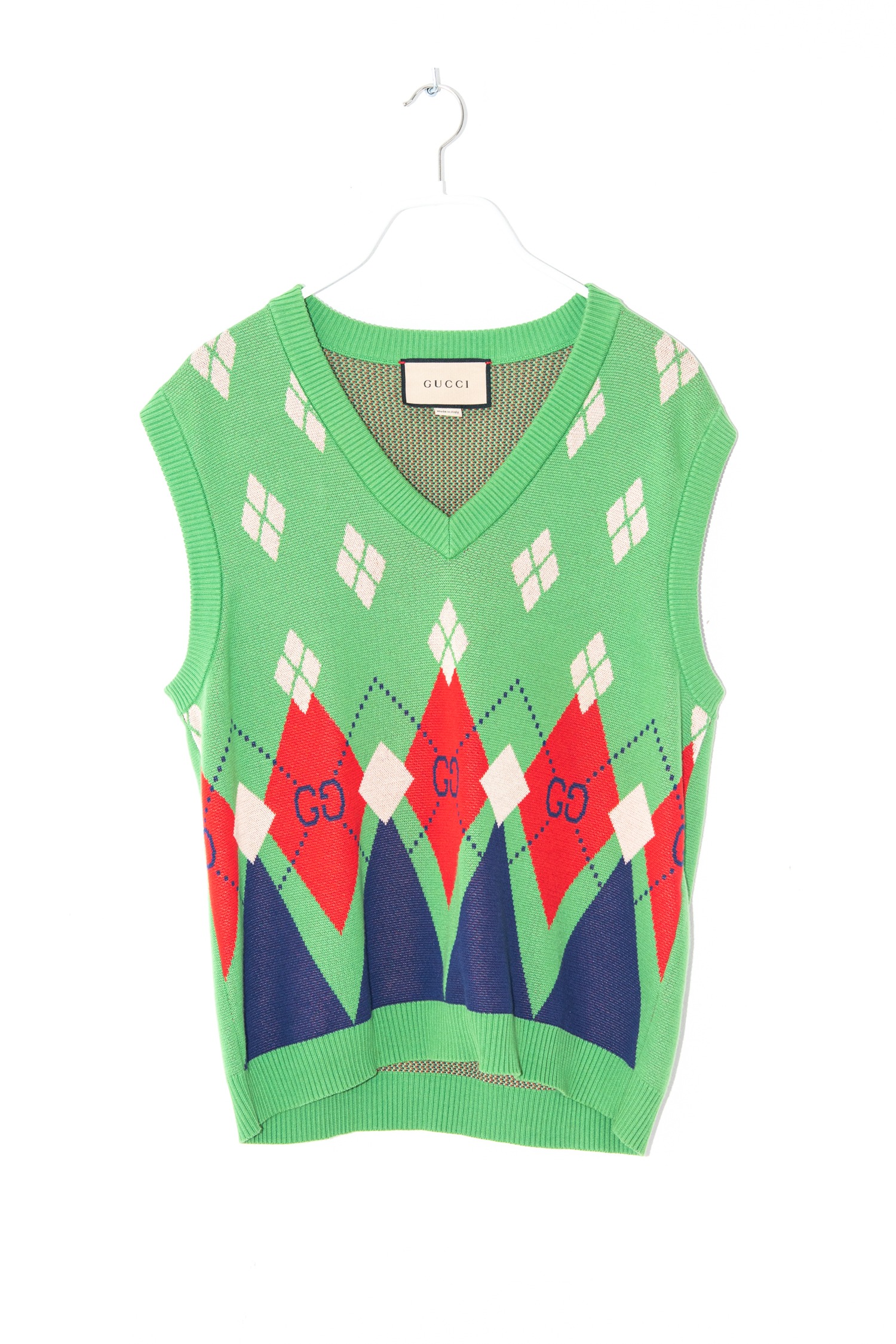 Gucci "Argyle V Neck Vest" Pullunder in Grün und Rot