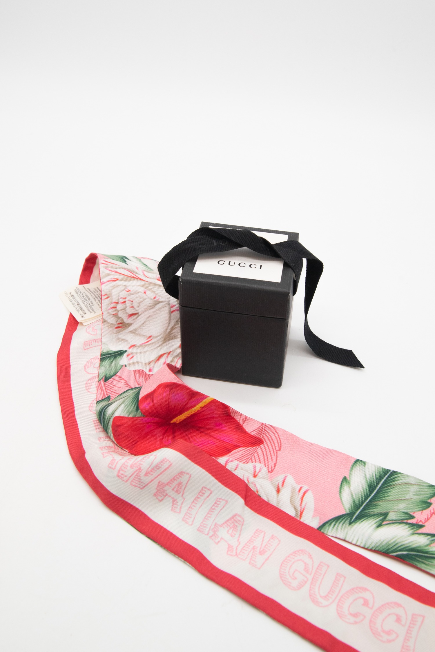 Gucci "Hawaiian Gucci Soul" Twilly mit Blumenmotiv in Rosa