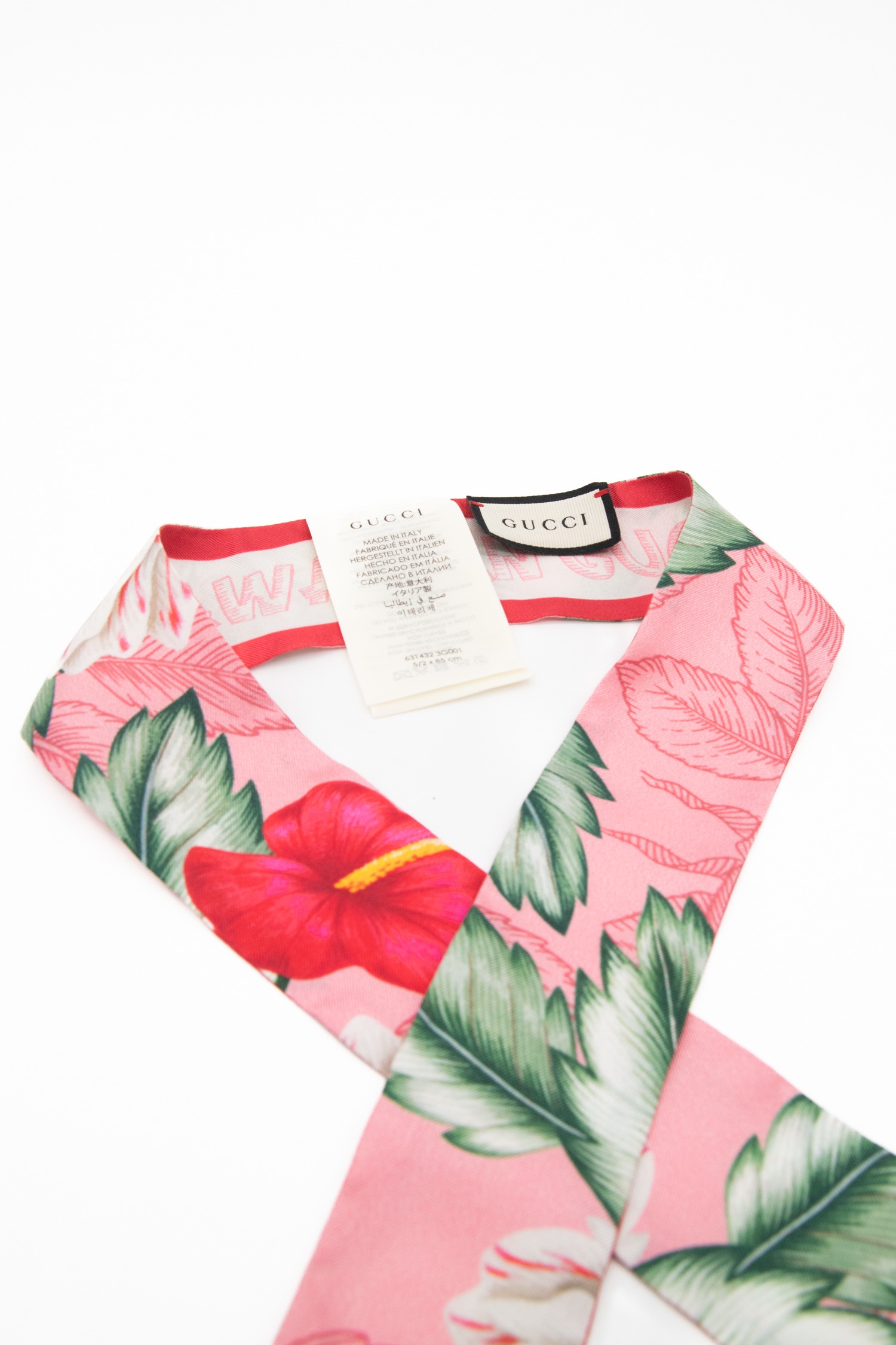 Gucci "Hawaiian Gucci Soul" Twilly mit Blumenmotiv in Rosa