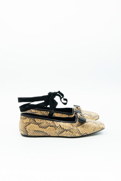 Gucci Ballerinas mit Schleifendetails aus Pythonleder