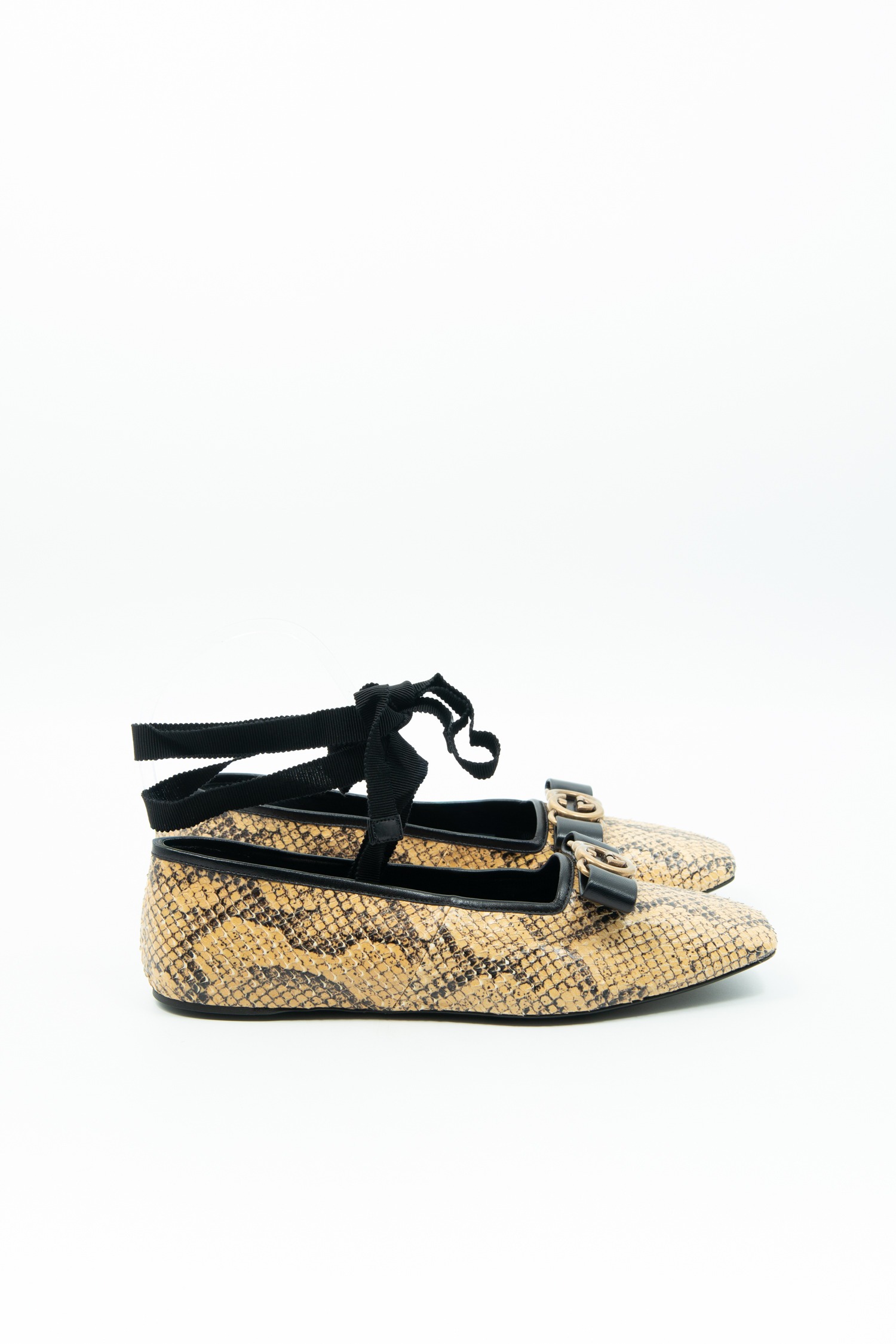 Gucci Ballerinas mit Schleifendetails aus Pythonleder