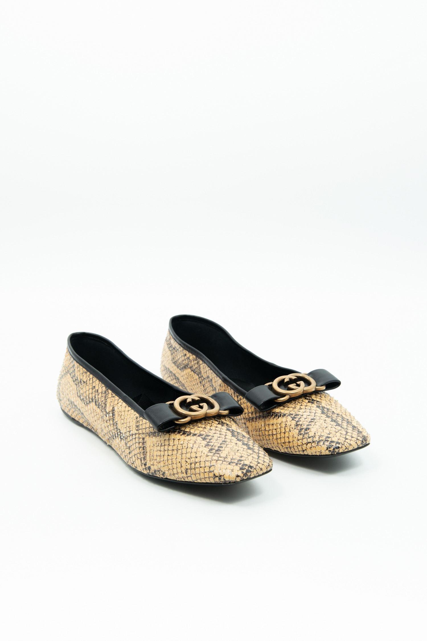 Gucci Ballerinas mit Schleifendetails aus Pythonleder