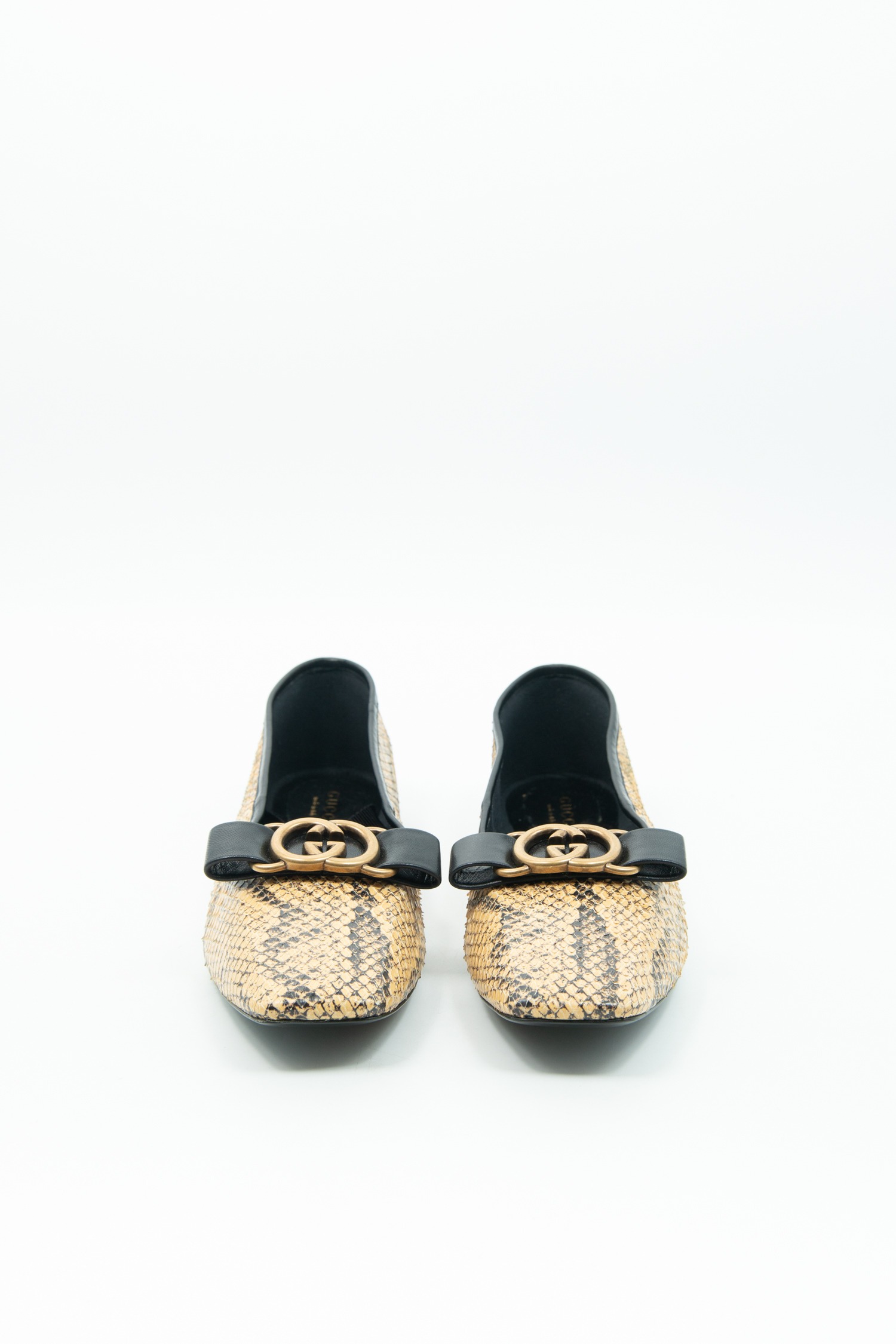 Gucci Ballerinas mit Schleifendetails aus Pythonleder