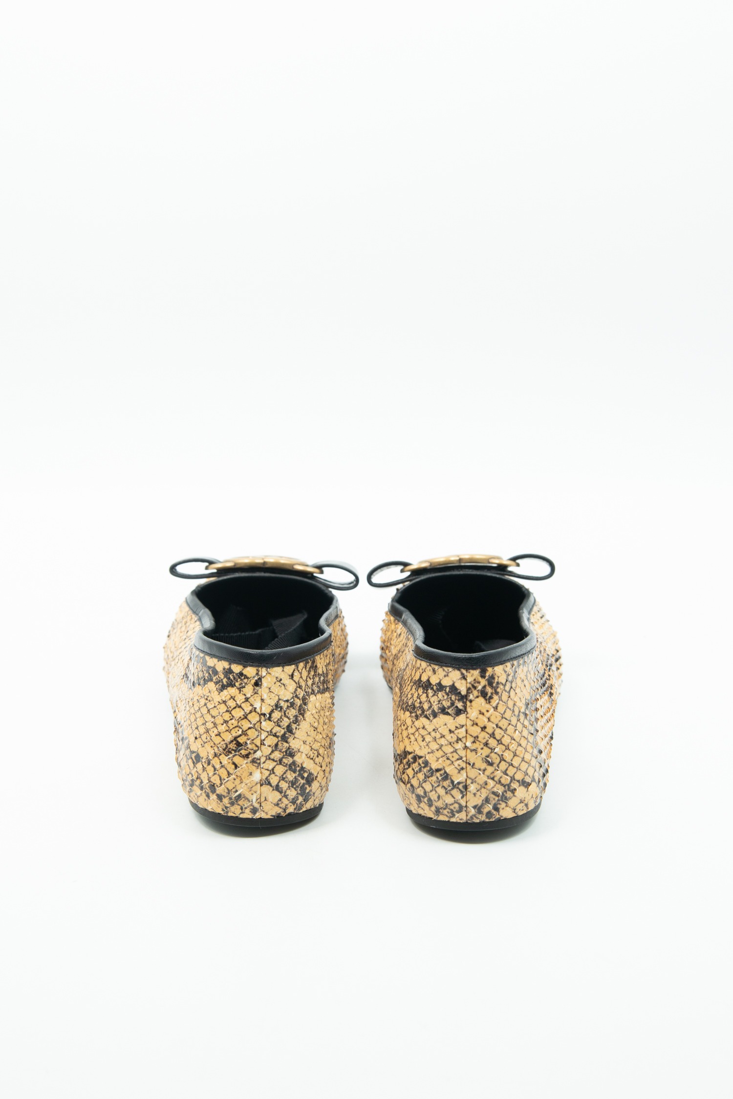 Gucci Ballerinas mit Schleifendetails aus Pythonleder
