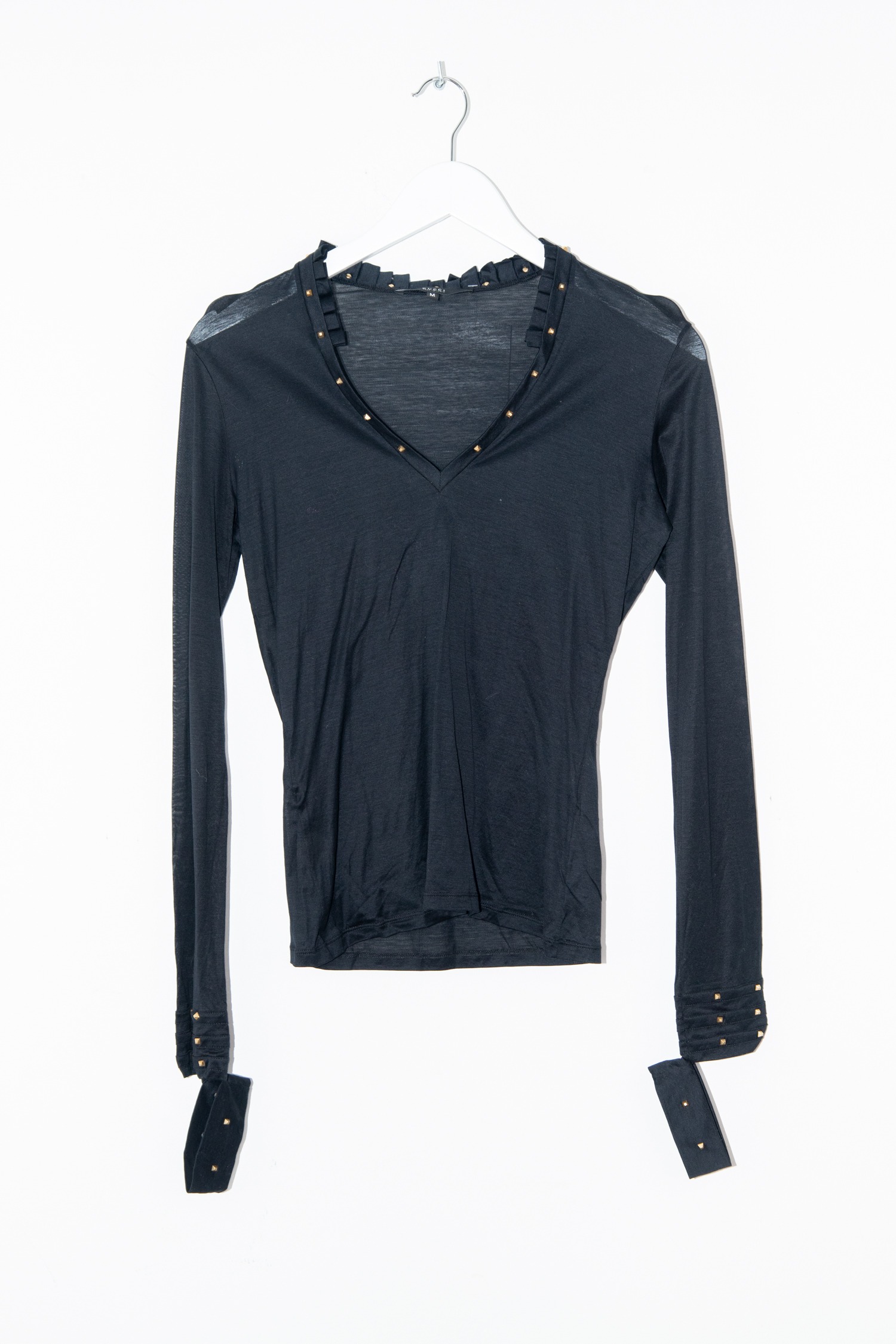 Gucci Langarmshirt mit Nieten in Schwarz und Gold