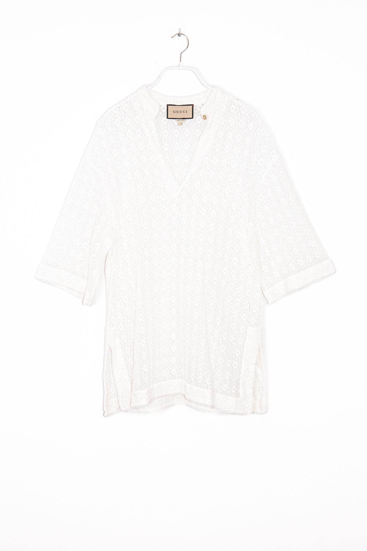 Gucci Tunika-Bluse aus Spitze in Weiß