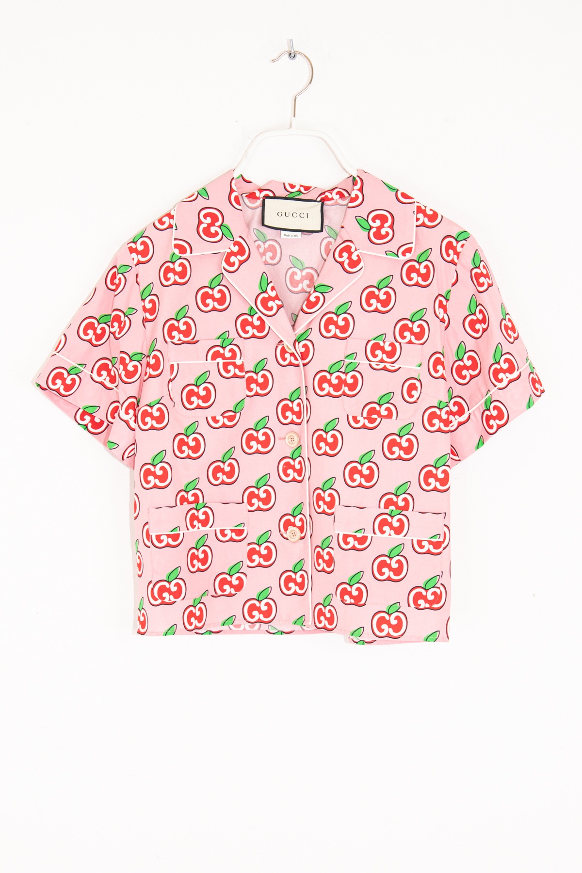 Gucci Hemd mit GG Apfel Print in Rosa und Rot