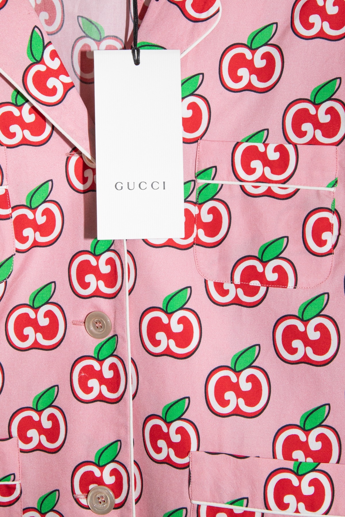 Gucci Hemd mit GG Apfel Print in Rosa und Rot