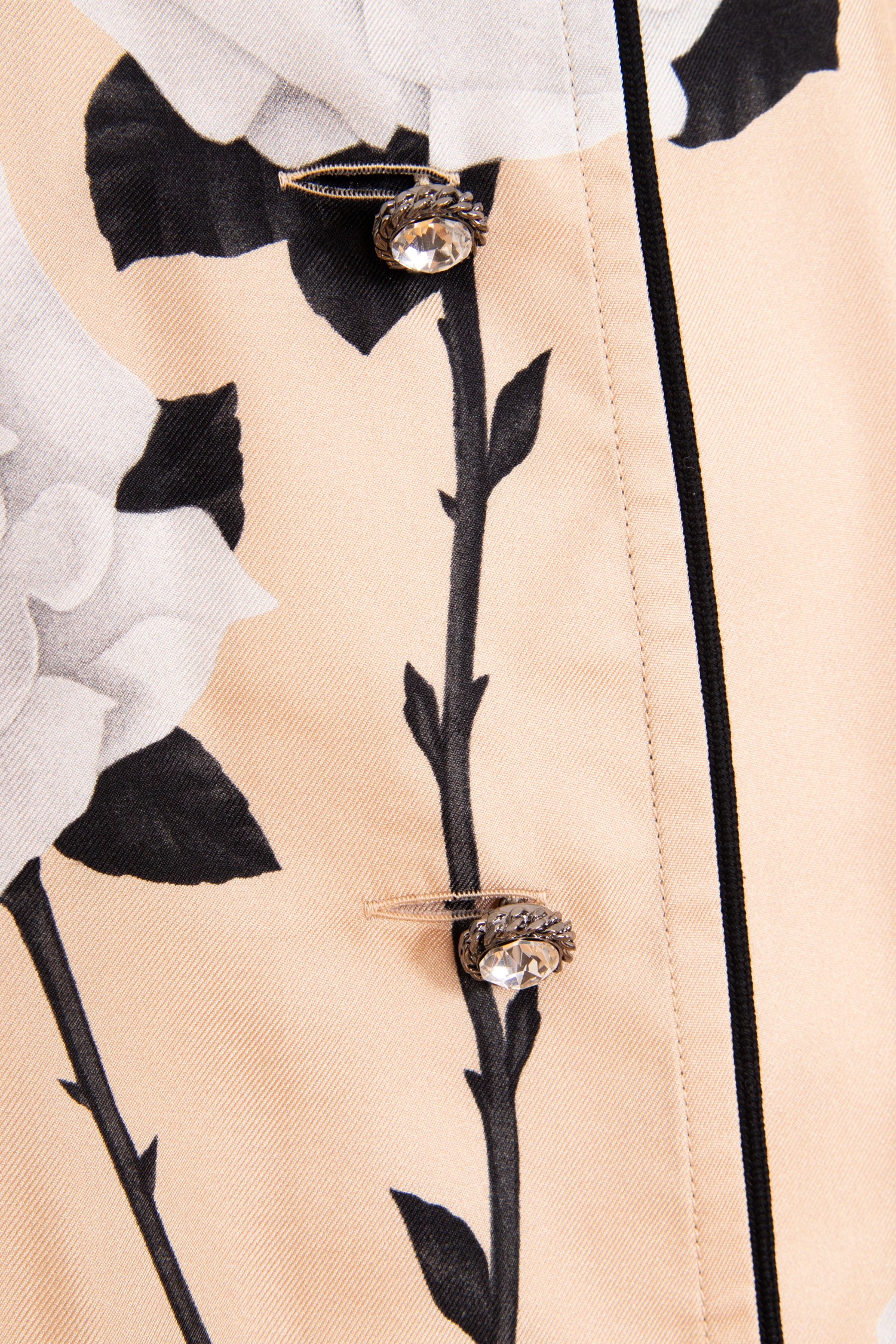 Gucci Seidenbluse mit Rosenprint in Beige und Hellgrau