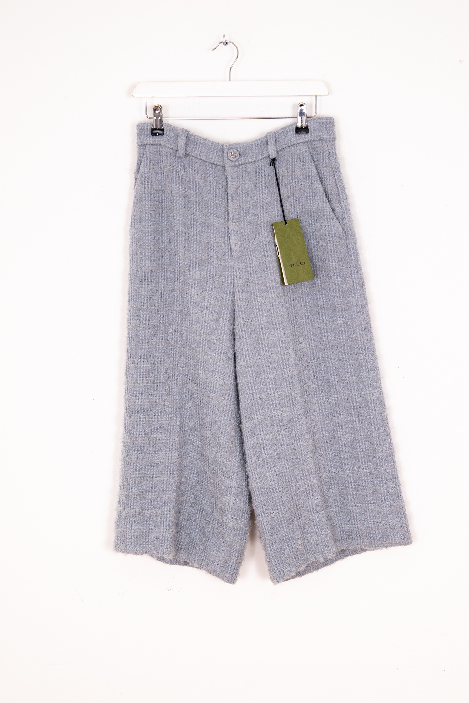 Gucci "Check Amure Tweed" Culotte in Graublau