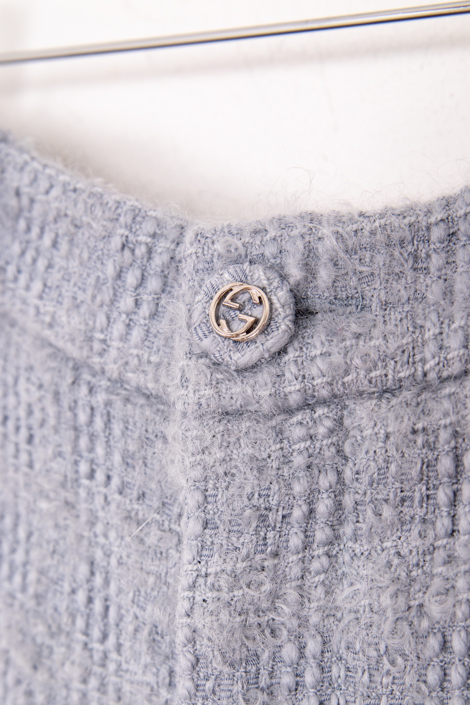 Gucci "Check Amure Tweed" Culotte in Graublau