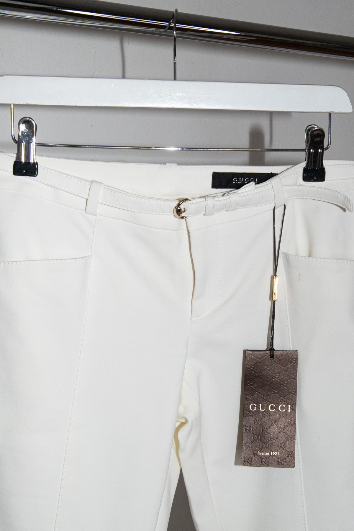 Gucci Stoffhose mit Gürtel in Weiß