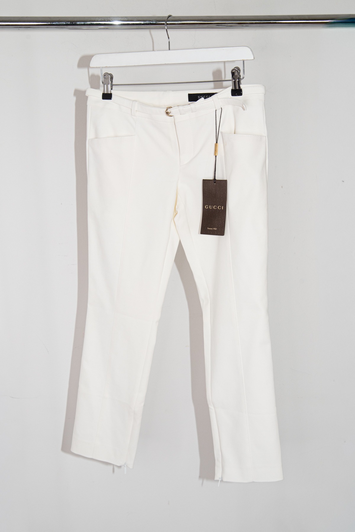 Gucci Stoffhose mit Gürtel in Weiß