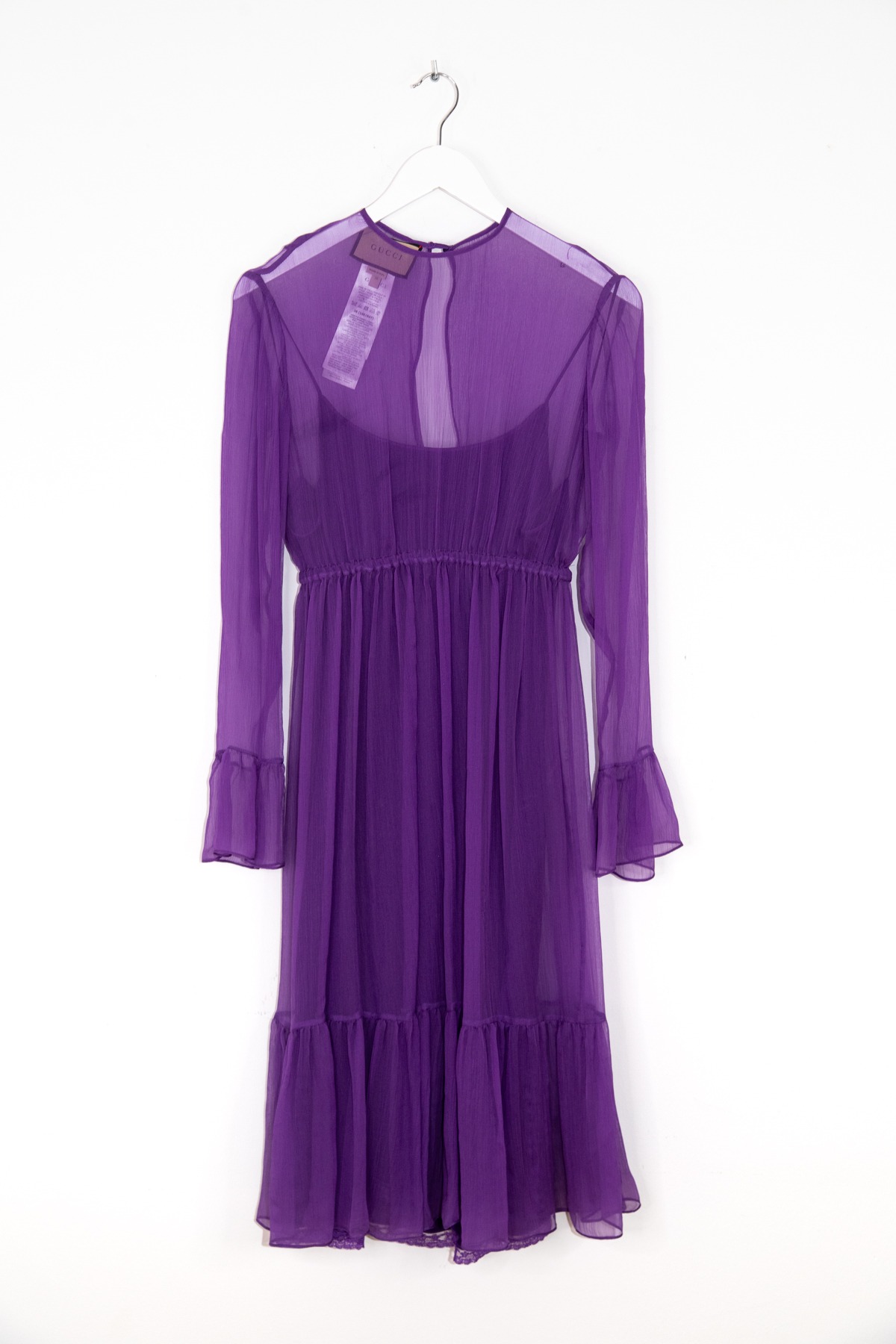 Gucci Minikleid mit Volants aus Seidenchiffon in Lila