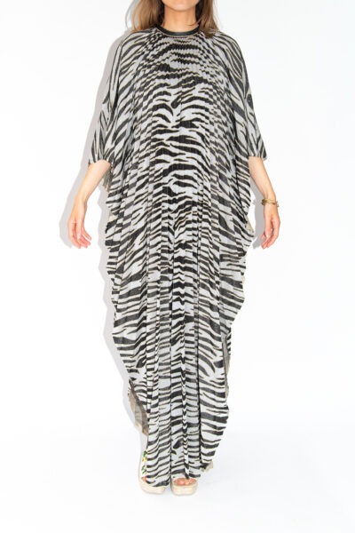 Gucci Kaftan Kleid mit Zebramuster in Silber, Schwarz und Gold