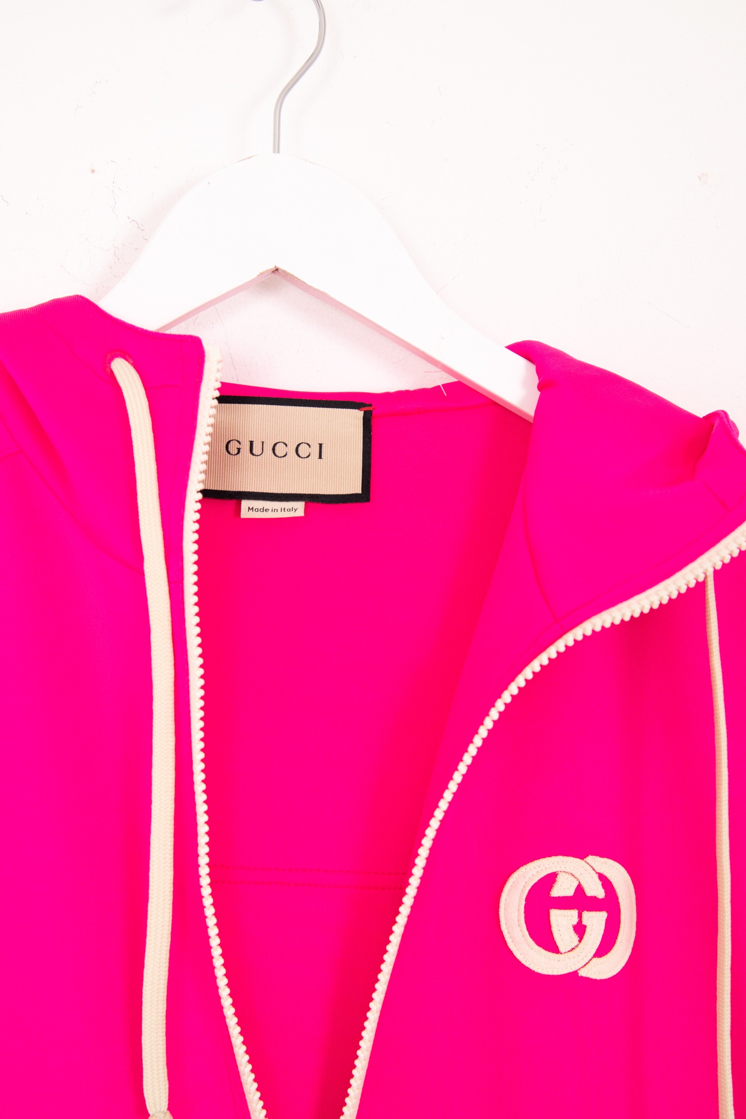 Gucci "Half-Zip Scuba" Hoodie in Neonpink
