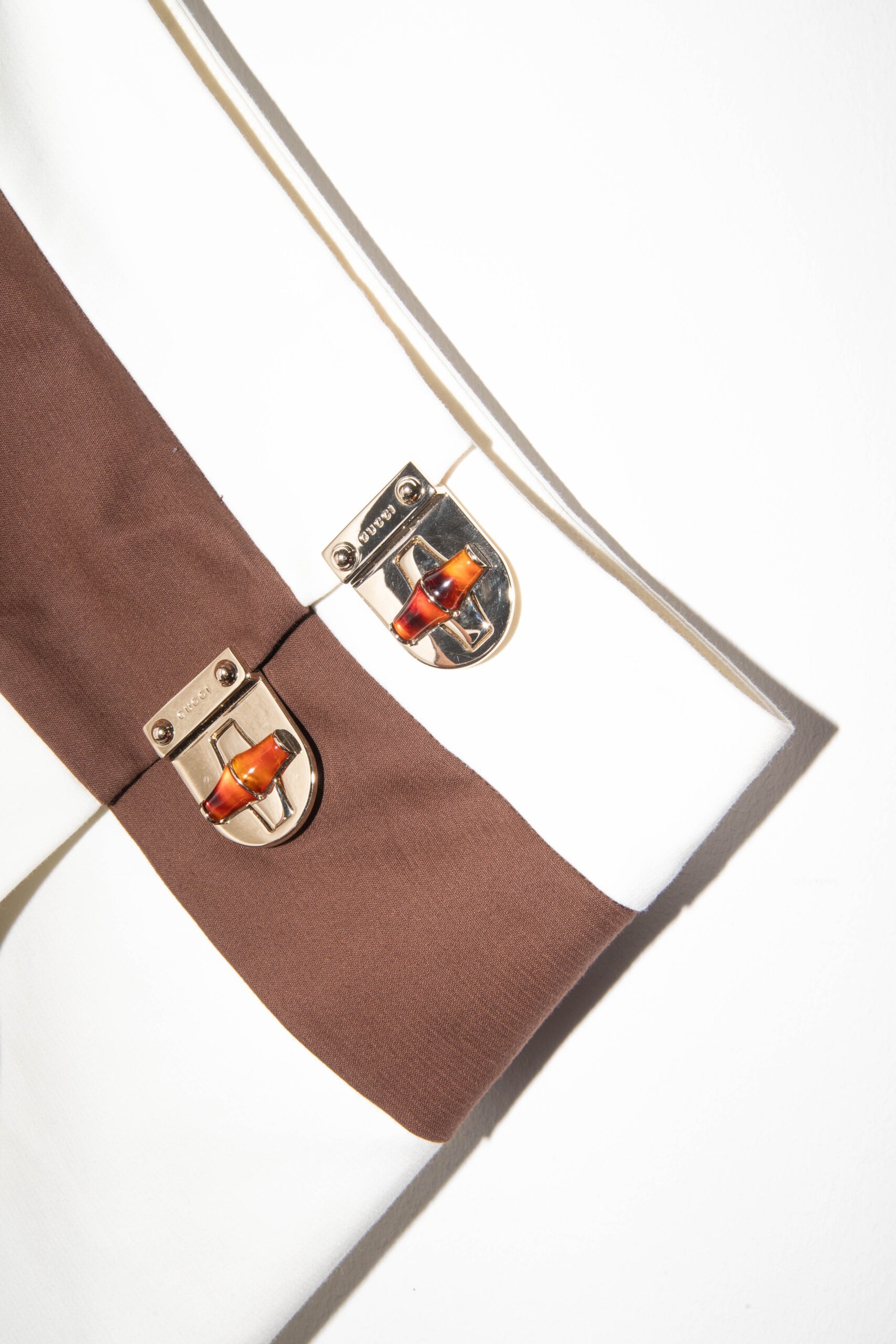 Gucci Wickelrock mit breiten Streifen in Braun und Cremeweiß